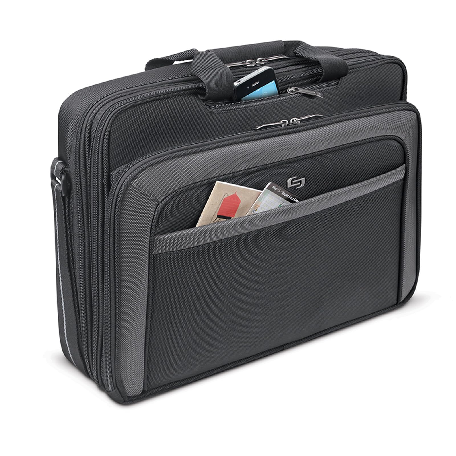 Solo New York Empire 17.3-Inch TSA Friendly Laptop Briefcase for Business Travel - Black/Grey - Perfect for Office, Commuting & Air Travel