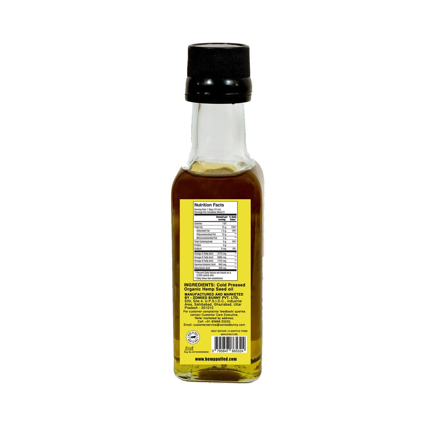 Organic Cold-Pressed Hemp Seed Oil 100ml - Rich in Omega 3 & 6 Fatty Acids | Food Grade Multipurpose Oil for Skin, Hair & Cooking | Anti-Inflammatory Benefits for Glowing Skin & Healthy Hair | Perfect for Salad Dressings, Smoothies & DIY Beauty Recipes
