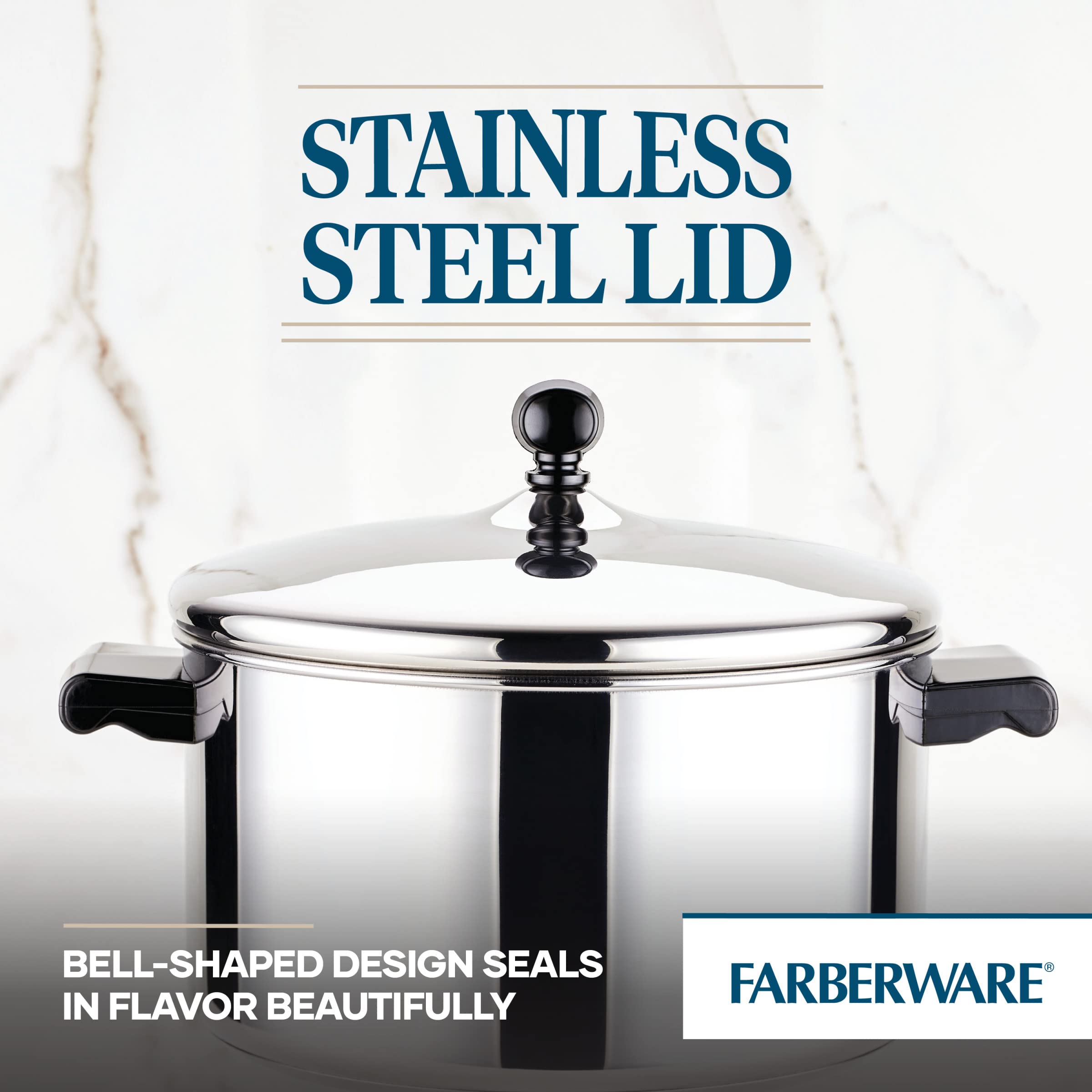 Farberware Classic 6-Quart Stainless Steel Stockpot with Lid - Silver Cookware for Soups, Stews, Pasta & Boiling - Durable Kitchen Pot for Home Cooking & Professional Use