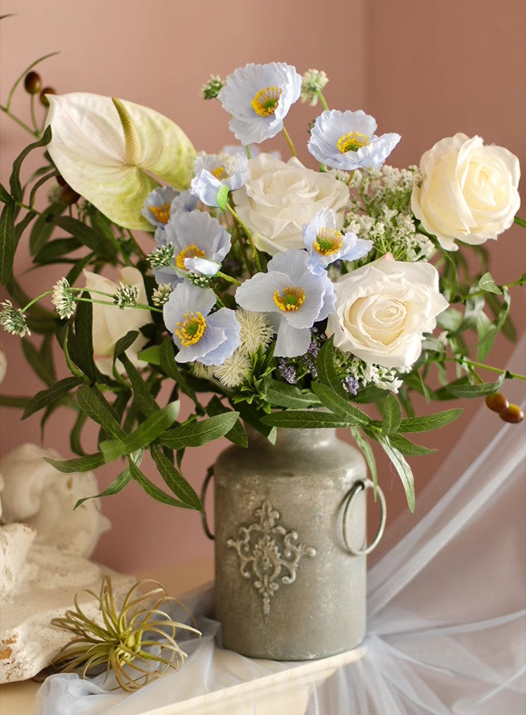 Large Bunch of Romantic Artificial Flowers - Real Touch Spring Floral Arrangement for Home Decor, Wedding Centerpiece, Living Room Table Decoration | Perfect for Dining Table, Coffee Table, and Event Decor