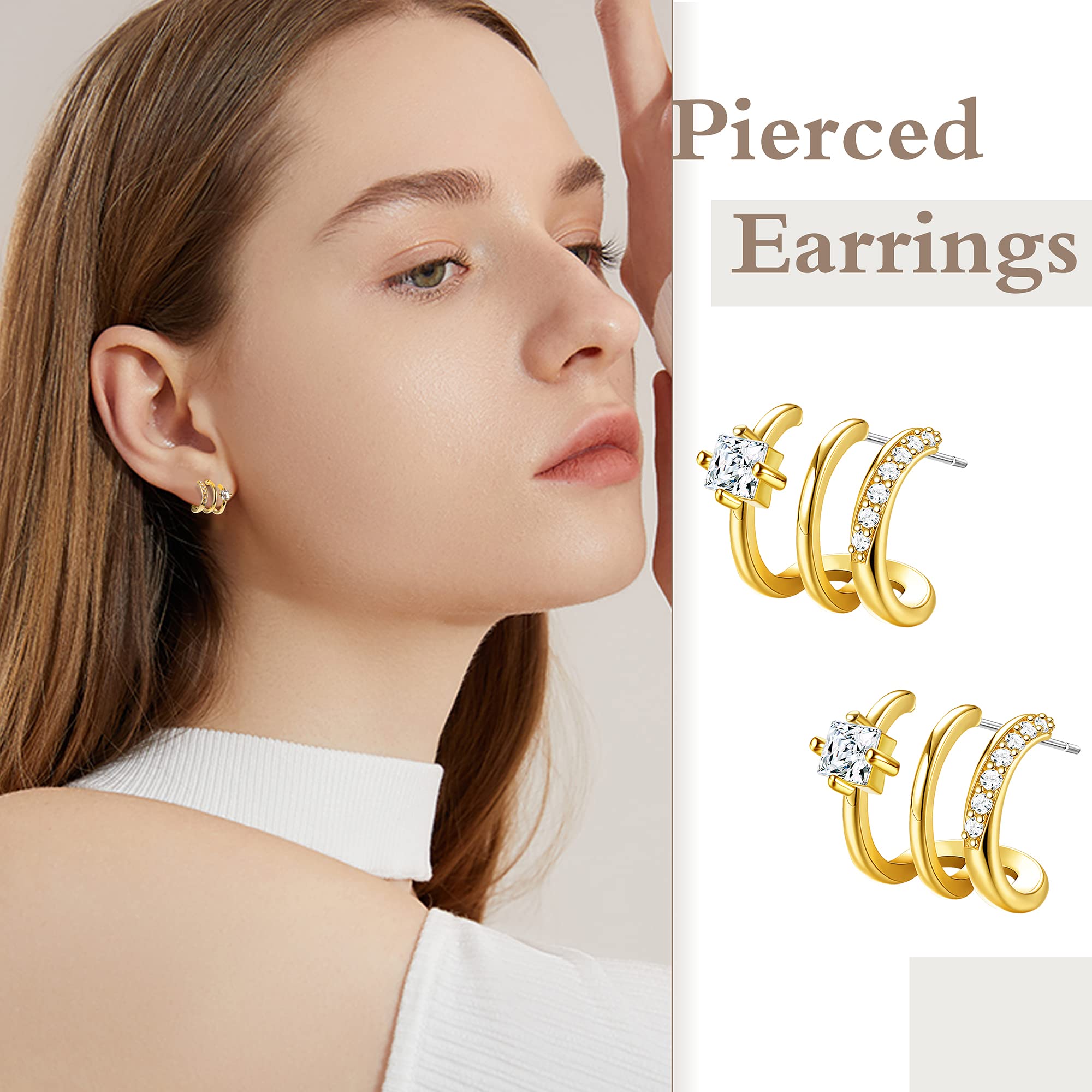 8 Pairs Double Hoop Earrings for Women - Spiral Twisted Huggie Climber Wrap Cuff Piercing Studs Cartilage Earrings | Trendy Jewelry Gift for Parties, Dating & Everyday Wear