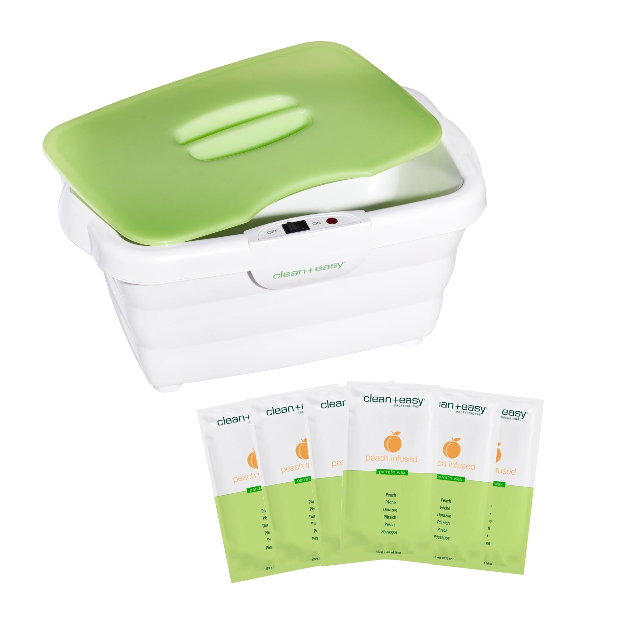 Clean & Easy Non-Digital Paraffin Wax Spa Kit with Peach Scented Wax - 6 lbs for Hand & Foot Therapy, At-Home Nail Salon, Pain Relief & Skin Moisturizing