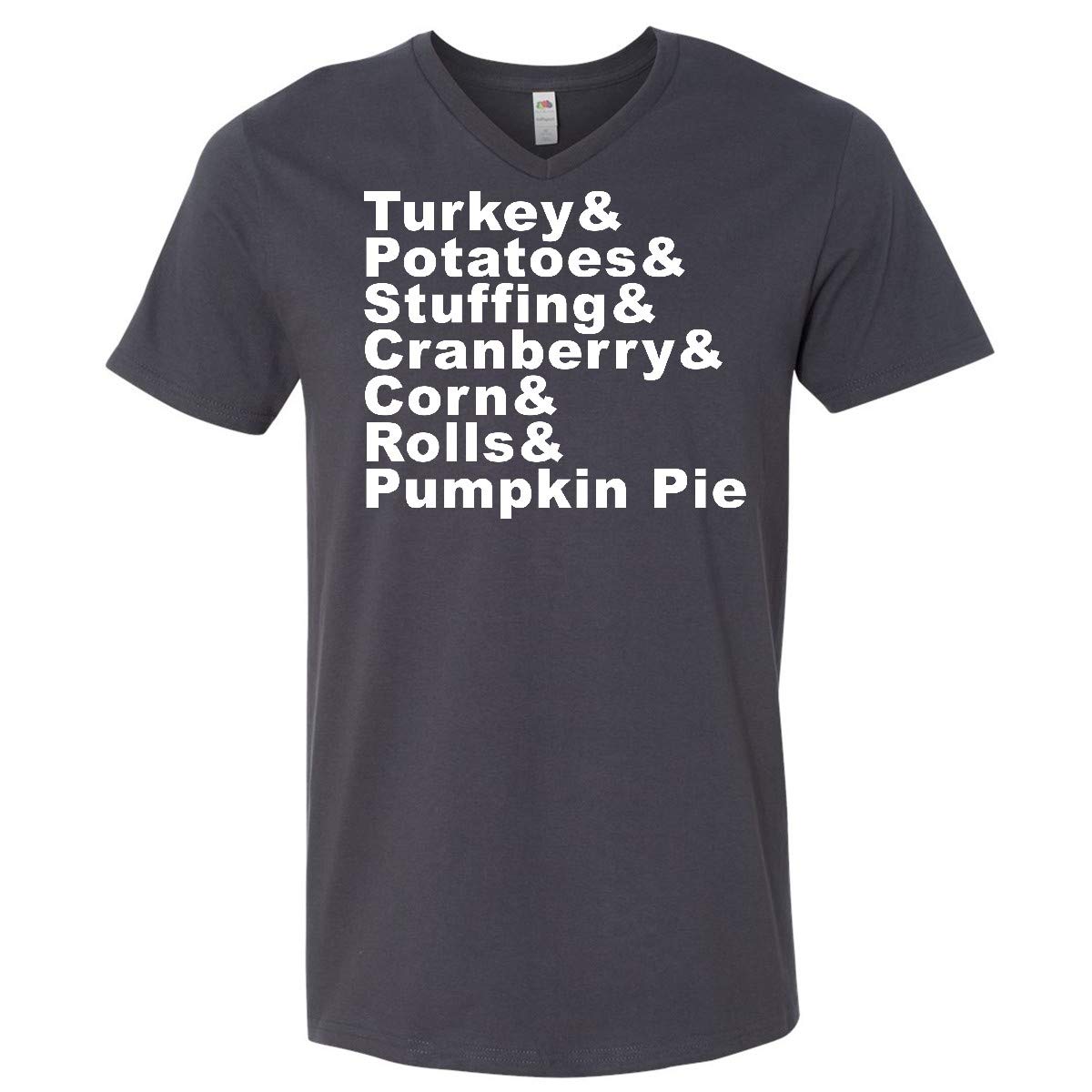 Inktastic Thanksgiving Turkey & Potatoes Graphic Men's V-Neck T-Shirt - Comfortable Casual Wear for Holiday Gatherings & Family Dinners