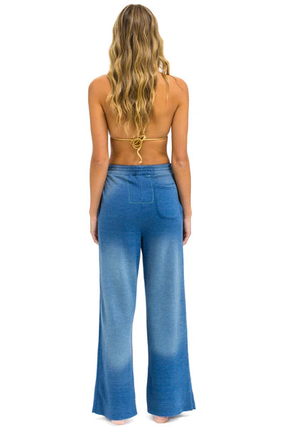 AVIATOR NATION Essential Wide Leg Pocket Sweatpants - Faded Wash | Comfortable Lounge Pants for Women, Casual Streetwear & Yoga