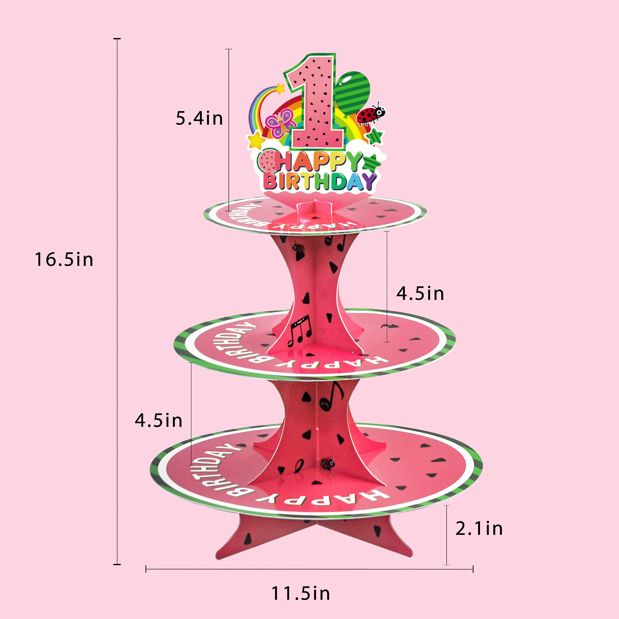 Watermelon Party Supplies Cupcake Stand - 1st Birthday Cake Stand for Kids, Baby Shower & Coco Themed Party Decorations | Perfect for Summer Parties, Kids Birthday Celebrations & Baby Showers