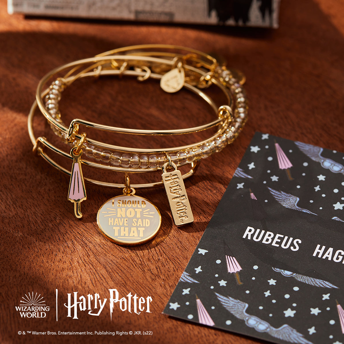 Harry Potter™ Rubeus Hagrid Bangle Bracelets - Set of 3 for Women & Girls, Magical Jewelry for Cosplay, Halloween Costume & Potterhead Gifts