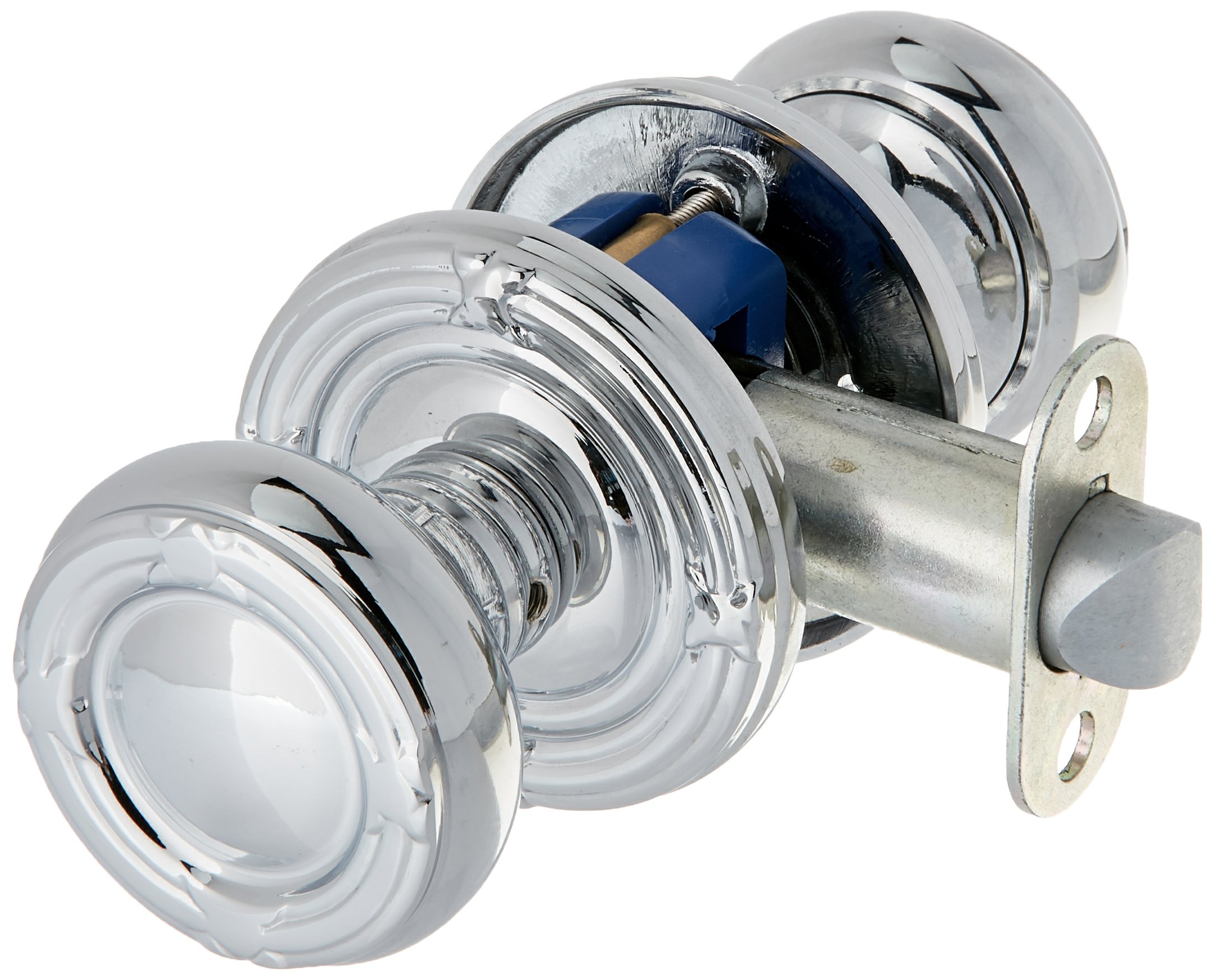 Stylish Ribbon and Reed Door Set with Round Brass Knobs - Privacy Door in Polished Chrome Finish | Perfect for Bedroom, Bathroom & Interior Design