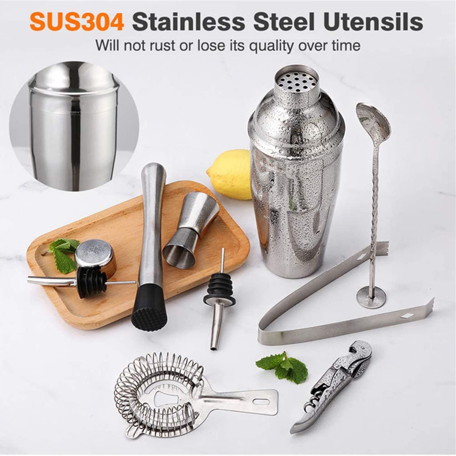 Professional 30-Piece Cocktail Shaker Bartender Kit with Acrylic Stand - Complete Bar Tool Set for Mixing Drinks, Home Bartending & Cocktail Parties - Perfect for Home Bars, Weddings & Entertaining Guests