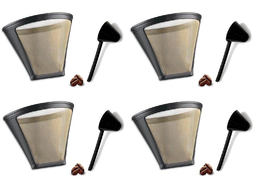 DCC-450 Coffee Maker Replacement Permanent Gold Tone Coffee Filter GTF-4 with Large Scoop - Perfect for Home, Office & Commercial Use