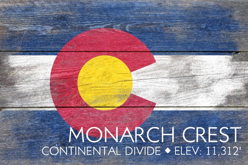 Monarch Crest Colorado Rustic State Flag Art Print - 24x36 Signed Wall Decor Poster for Home, Office & Cabin Decor | Scenic Mountain Landscape Artwork
