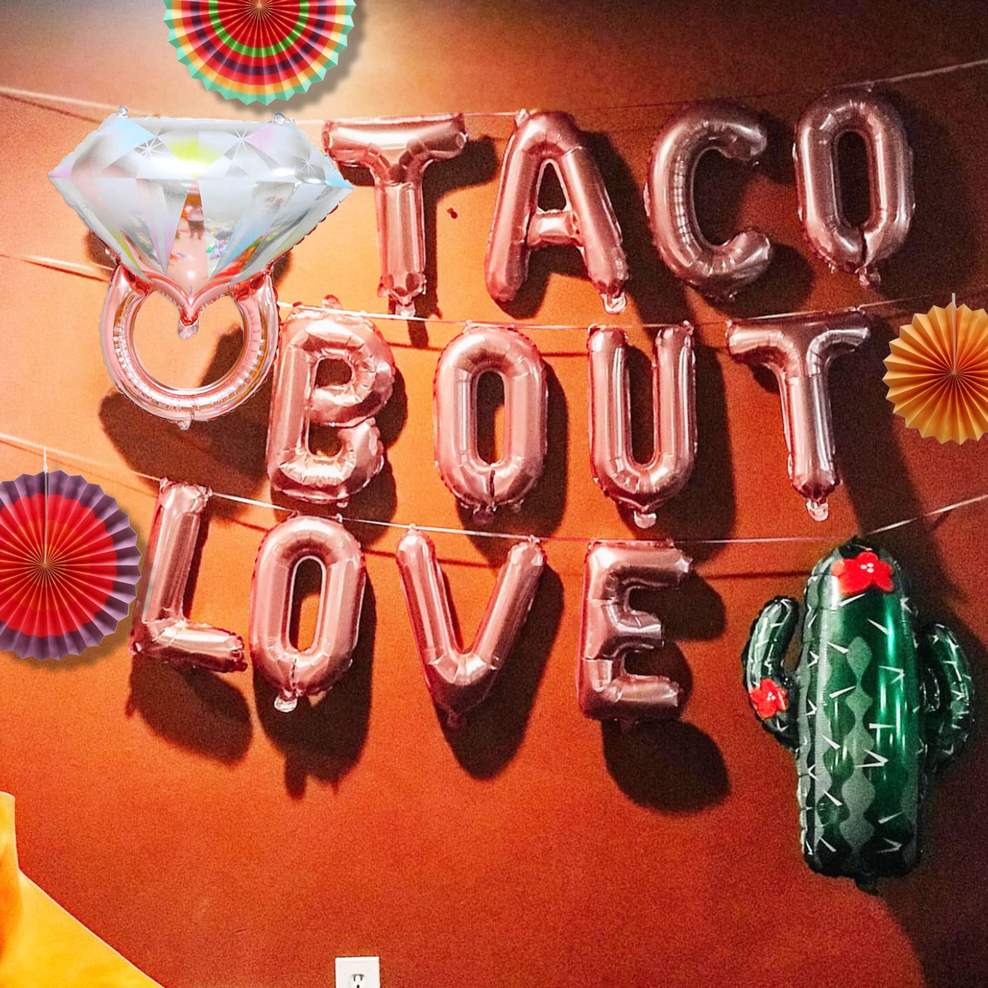 JeVenis Taco Bout Love Backdrop & Balloons - Mexican Bridal Shower Decorations with Cactus Theme for Wedding, Baby Shower & Party Decor