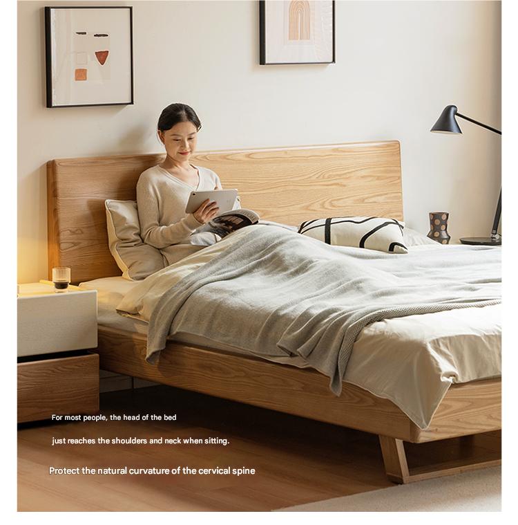 Solid Oak and Ash Wood Nordic Minimalist Floating Bed Frame - Perfect for Modern Bedroom, Guest Room, and Loft Decor
