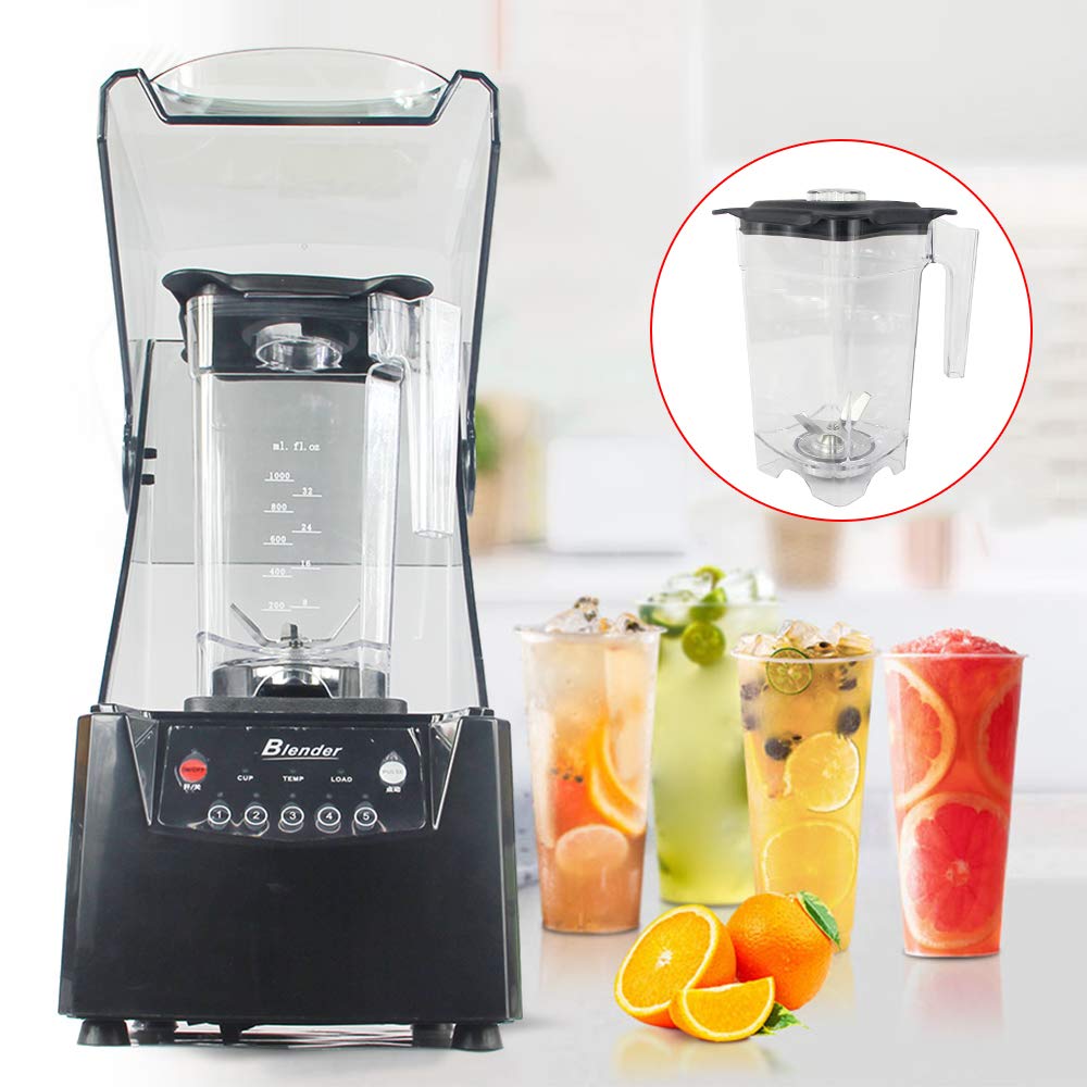 2600W Commercial Soundproof Blender - 1.8L Quiet High-Power Juice & Smoothie Maker with Noise Reduction Shield for Purees, Ice Crushing, Shakes - Perfect for Restaurants, Coffee Shops & Home Kitchens (110V)