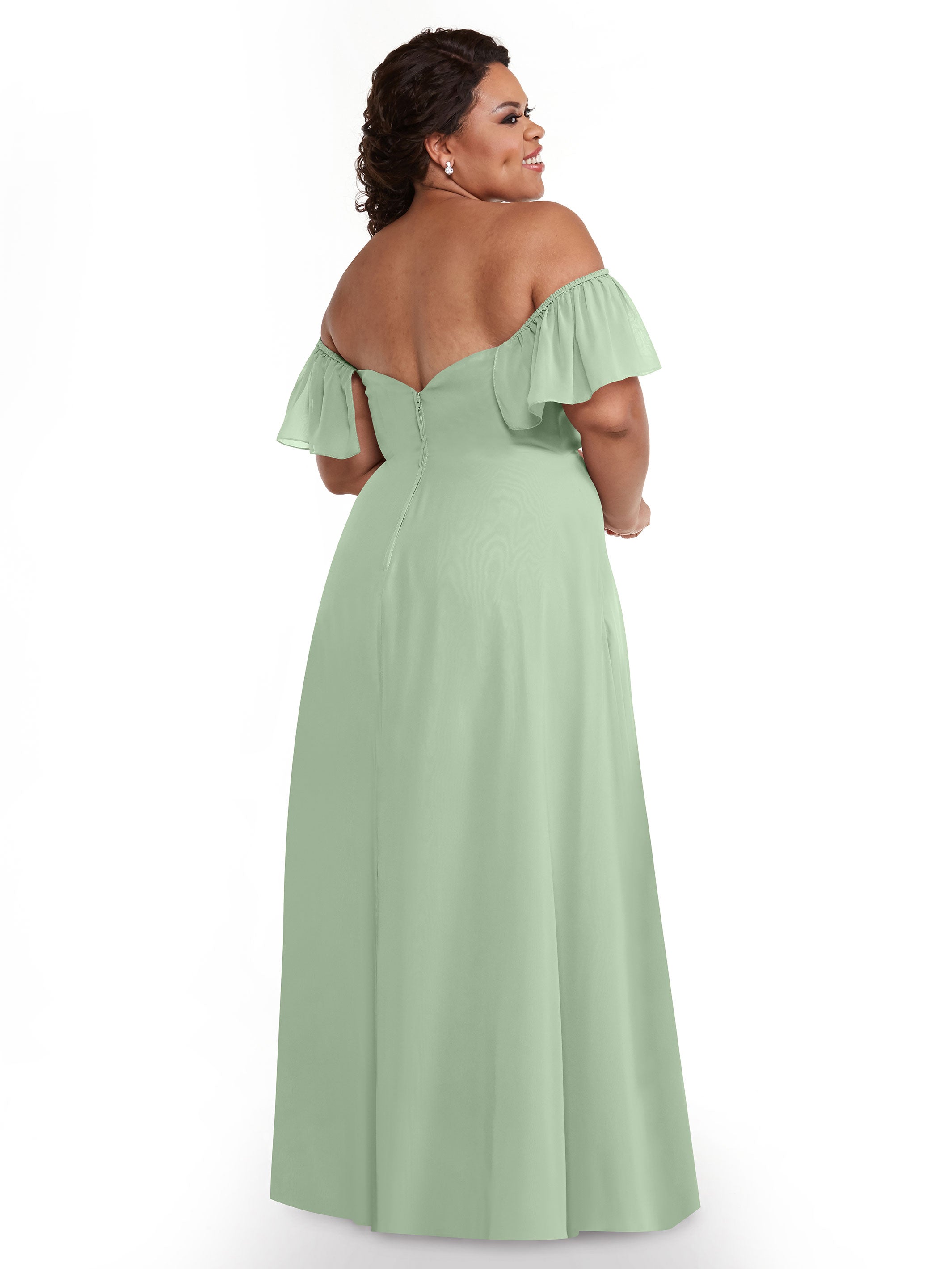 Elegant A-Line Off-The-Shoulder Chiffon Bridesmaid Dress with Pockets - 80168 | Perfect for Weddings, Formal Events & Special Occasions