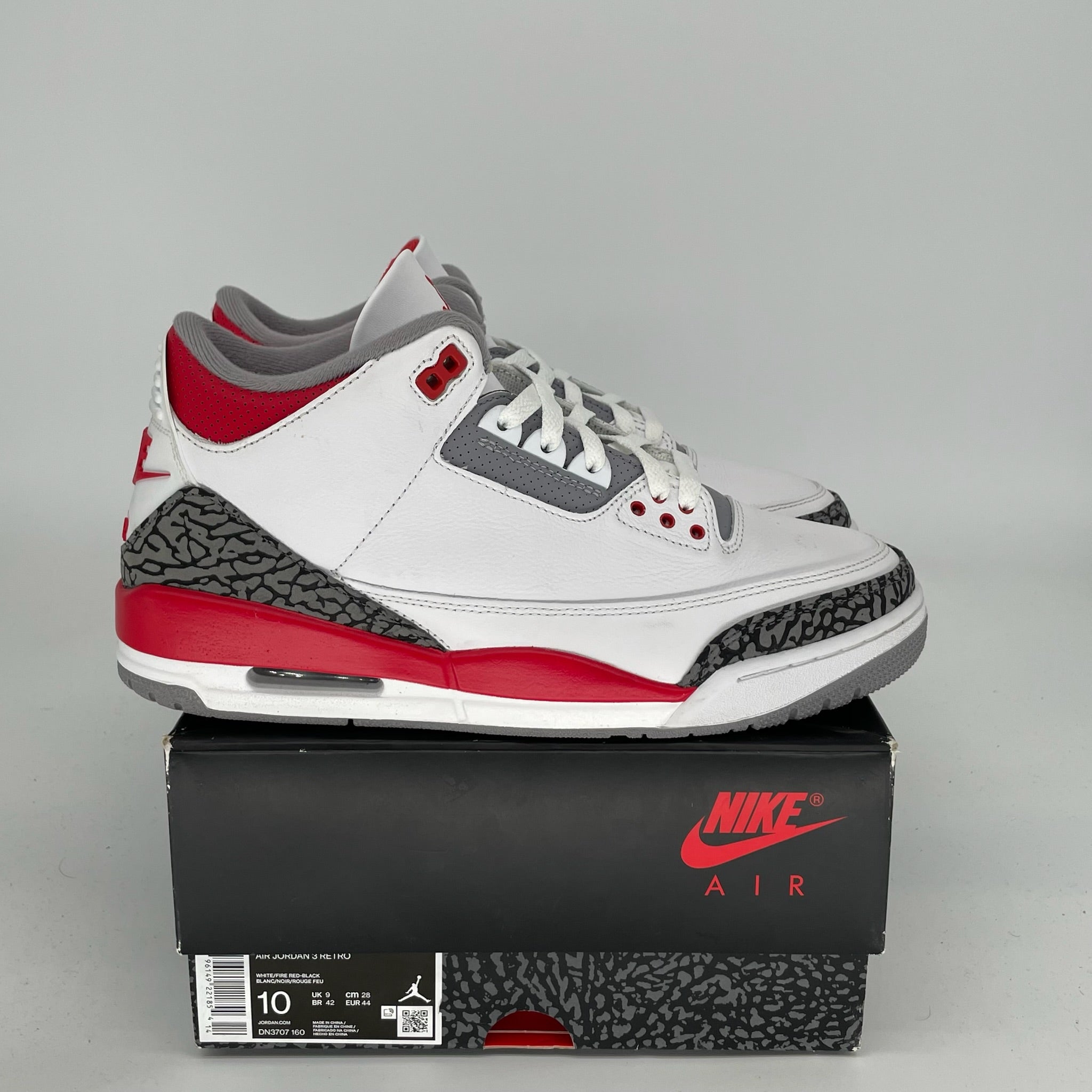 Original Air Jordan 3 Retro 'Fire Red' Men's Basketball Shoes - Size 10 (DN3707-160) | Authentic Sneakers for Sports, Streetwear & Casual Outfits