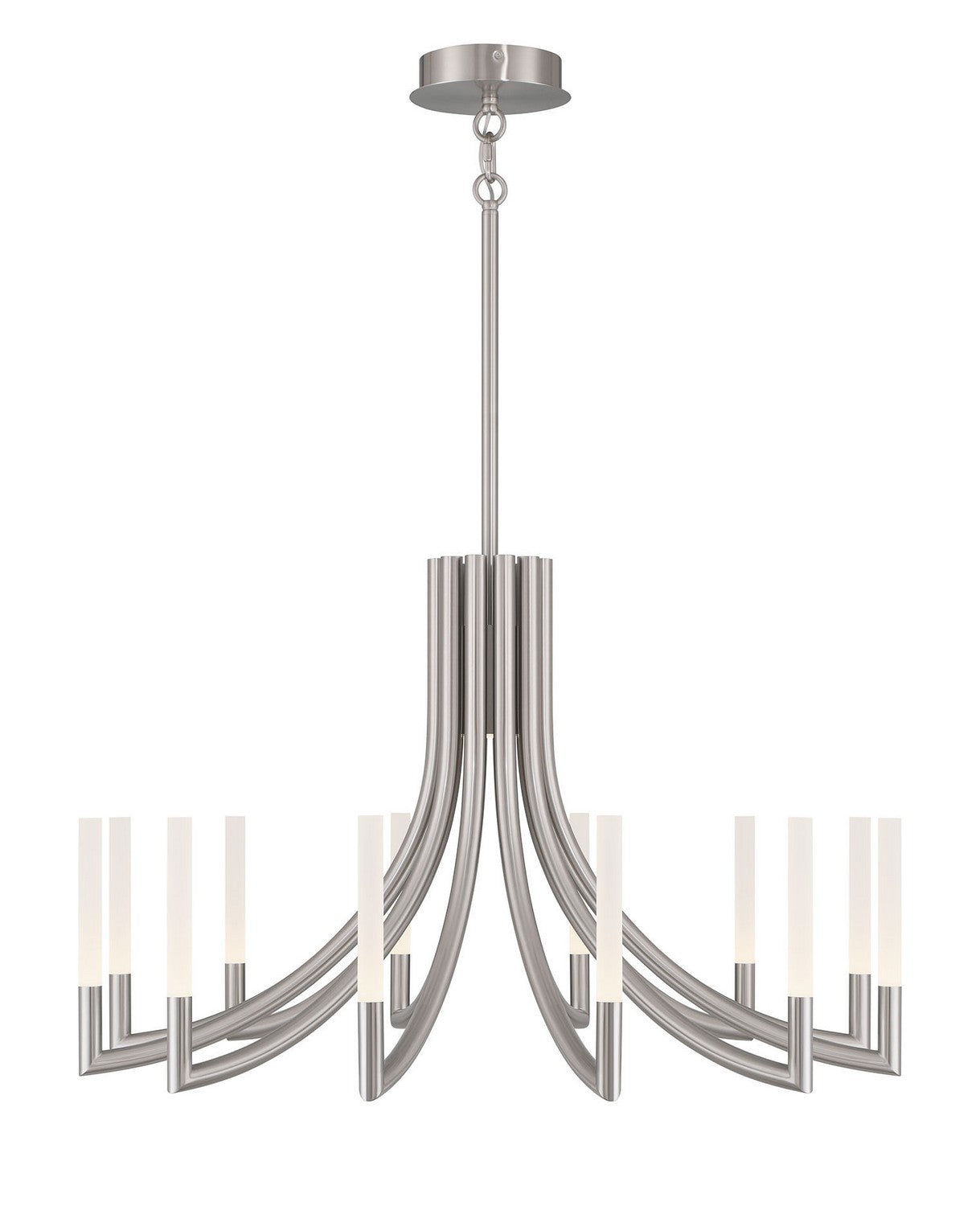12-Light Modern Chandelier in Brushed Nickel Finish - Elegant Dining Room Lighting Fixture for Home Decor