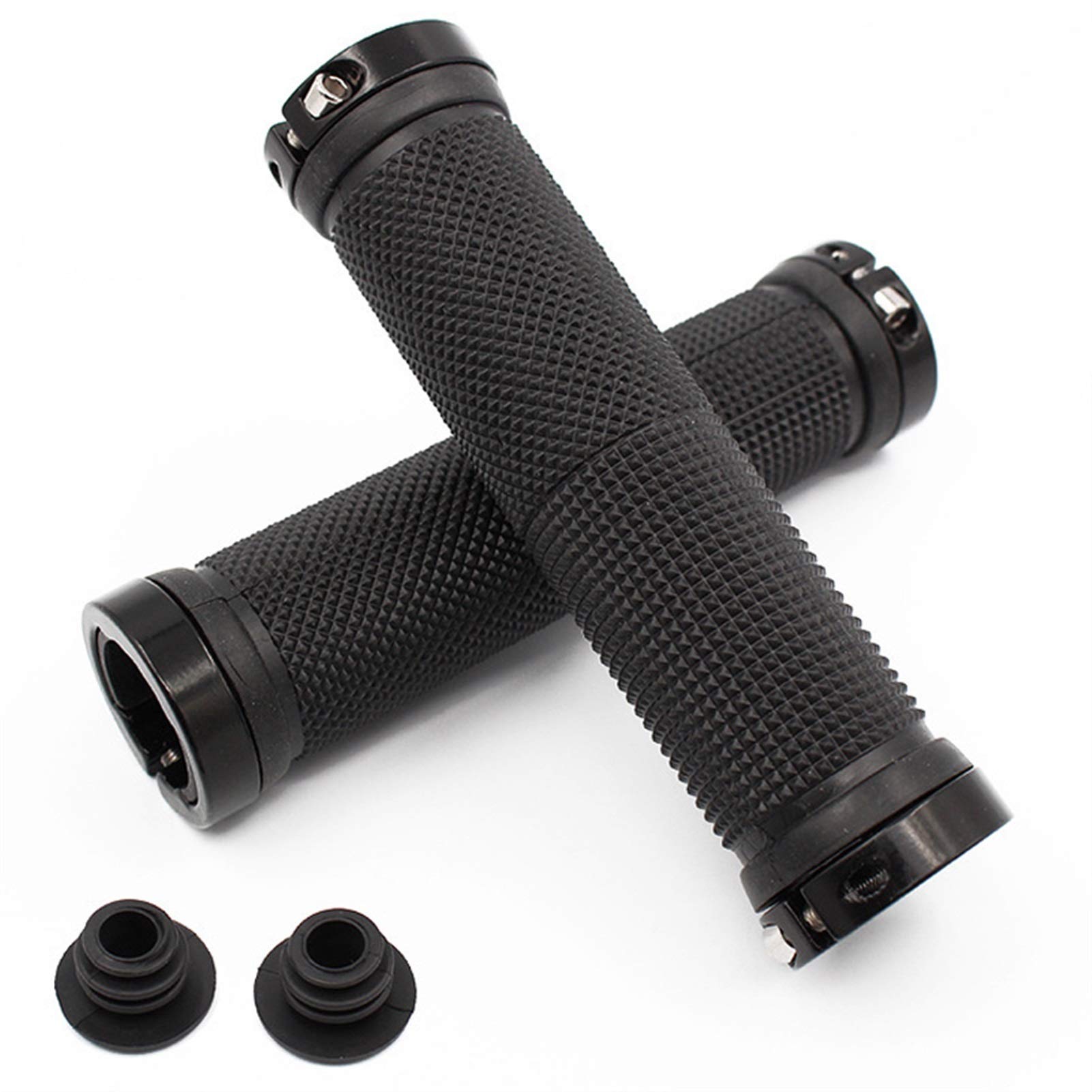 Anti-Slip Bike Handlebar Grips - 1 Pair Black Cycling Hand Covers for Safe Riding