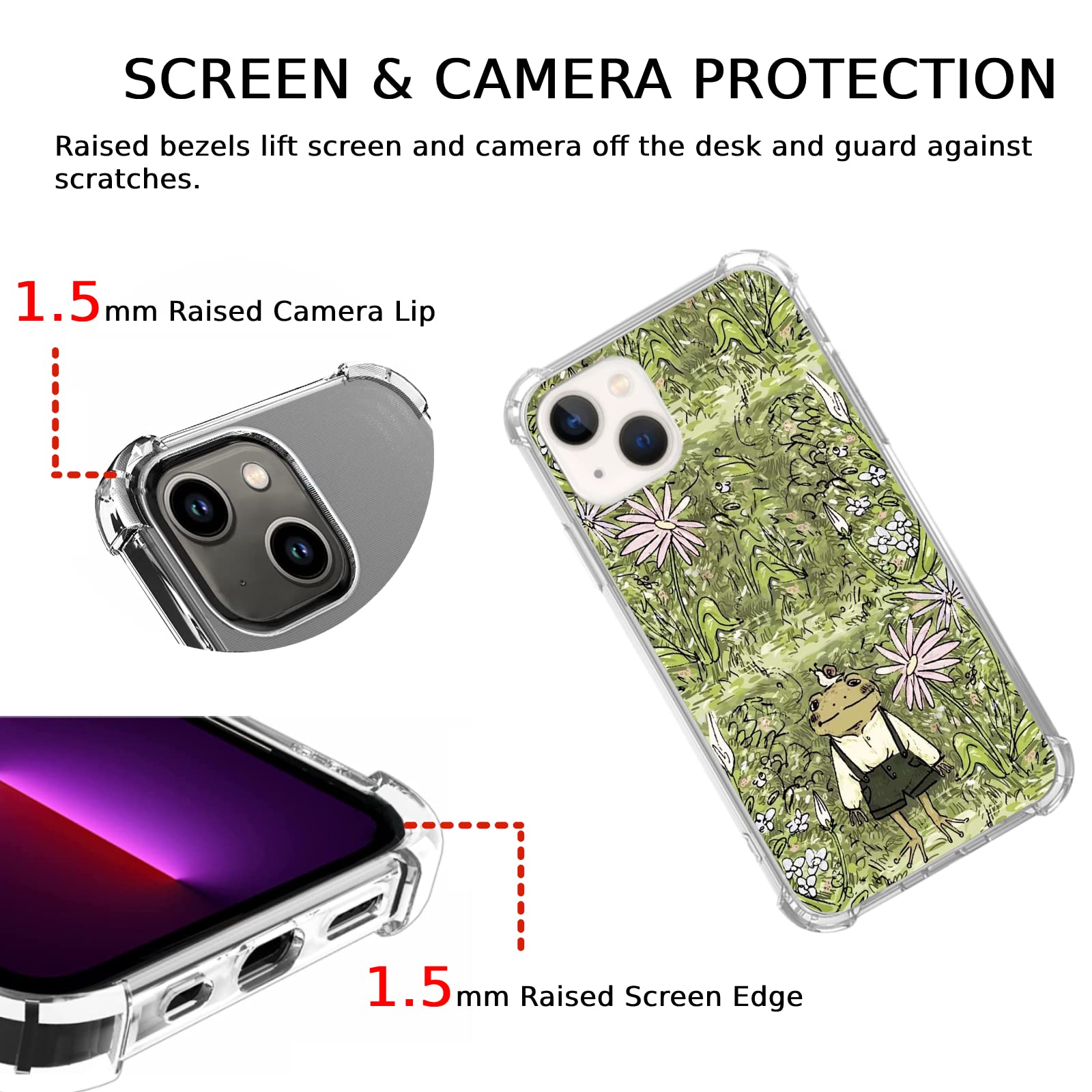 Stylish Hippie Frog & Snail Phone Case for iPhone 13 - Cute Floral TPU Bumper Cover for Men & Women | Perfect for Teens, Nature Lovers & Boho Style Enthusiasts