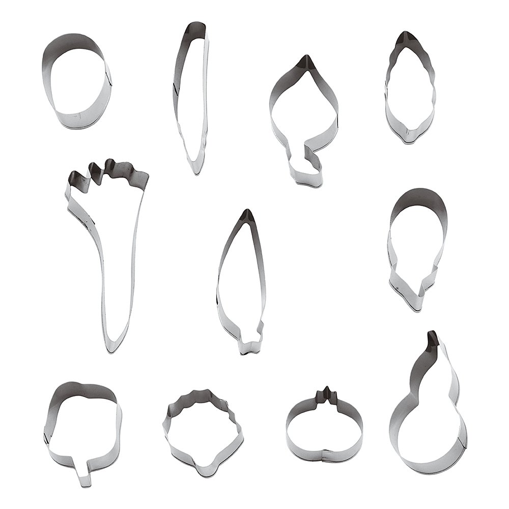 Paderno World Cuisine 12-Piece Vegetable Dough Cutter Set - Assorted Shapes for Baking, Cooking & Decorating - Perfect for Homemade Pasta, Cookies & Pastry Designs