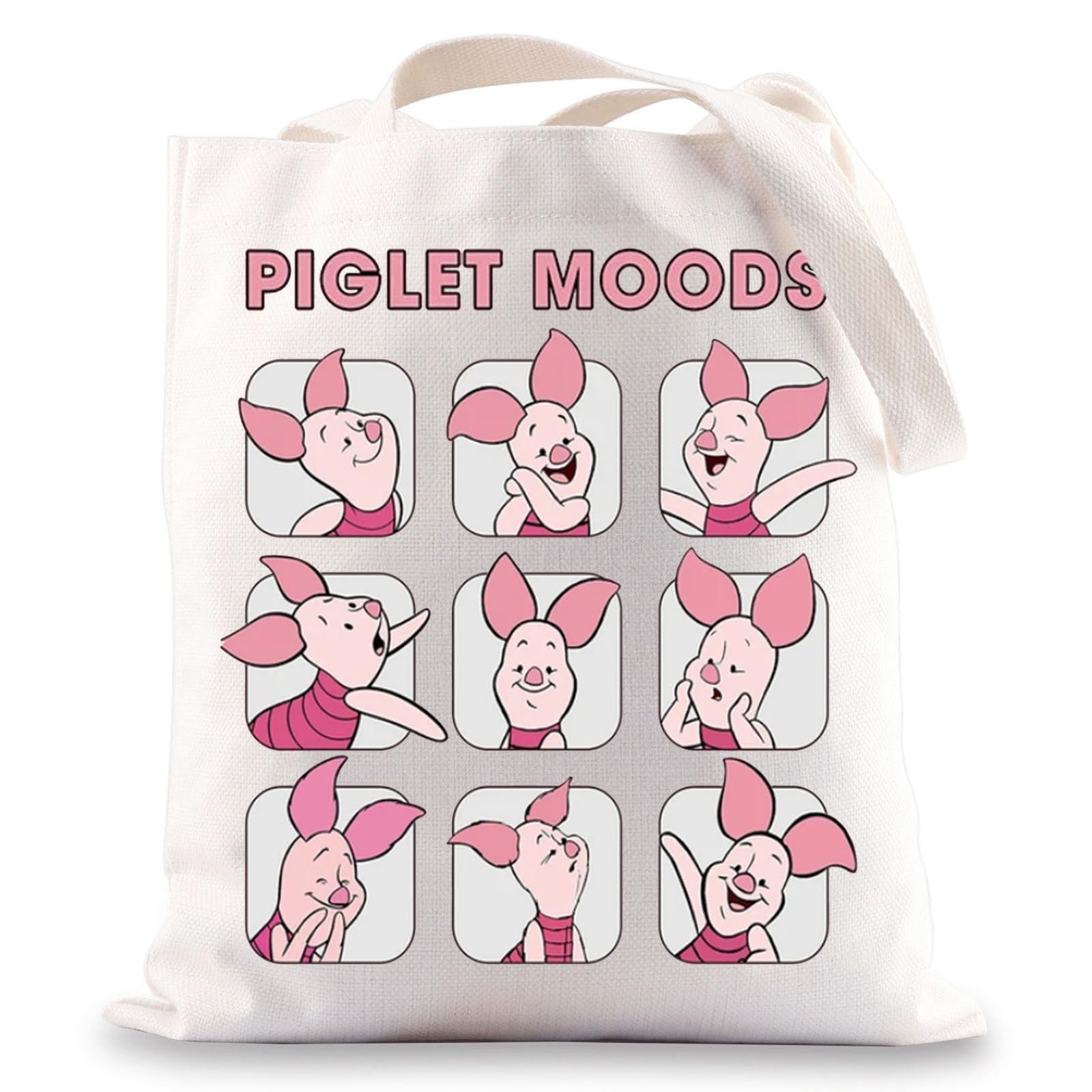 Funny Piggy Tote Bag - Cute Pig Moods Design Shoulder Bag for Women | Pig Themed Gift for Pig Lovers | Perfect for Grocery Shopping, Beach & Daily Use