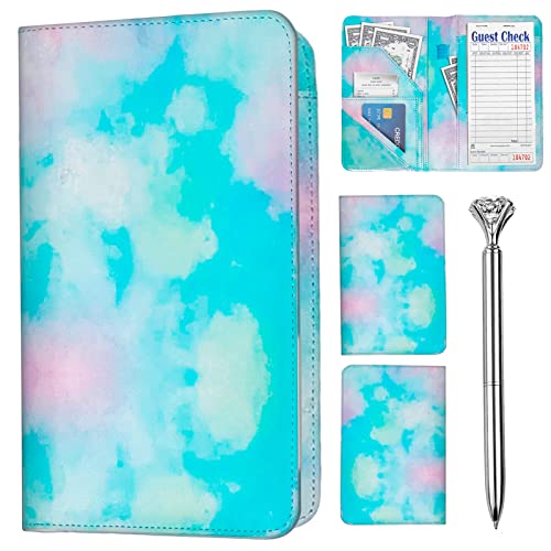 Premium Waiter Book with Zipper Money Pocket - Durable Server Wallet for Waitresses & Waiters - Ideal for Restaurant, Bar, and Cafe Staff (Blue & Pink) - Perfect for Tip Tracking, Order Management & Shift Organization