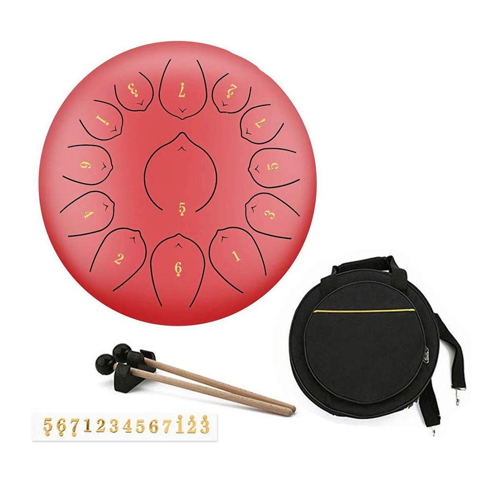 12 Inch Steel Tongue Drum - Professional Handpan for Beginners - Pink German-Made Spirit Drum - Perfect for Meditation, Yoga, Music Therapy & Relaxation