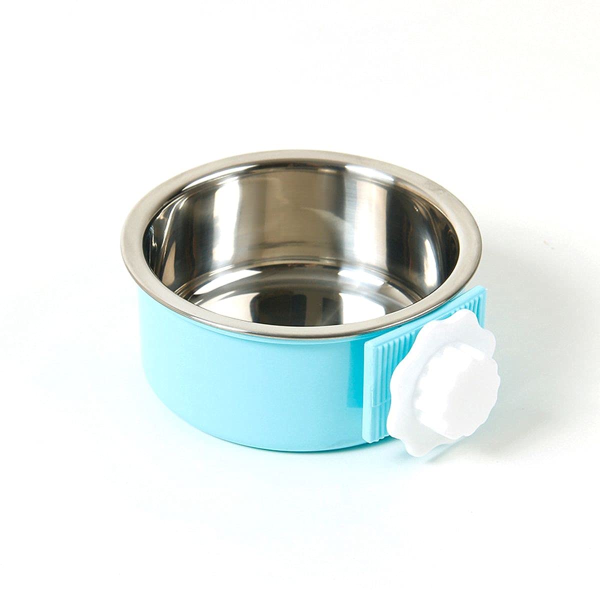 MinLia Removable Stainless Steel Hanging Pet Bowl - Cat Food Dish, Dog Water Feeder, Bird Cage Cup - Durable & Easy-Clean (Small, Blue) - Perfect for Cages, Travel & Outdoor Use