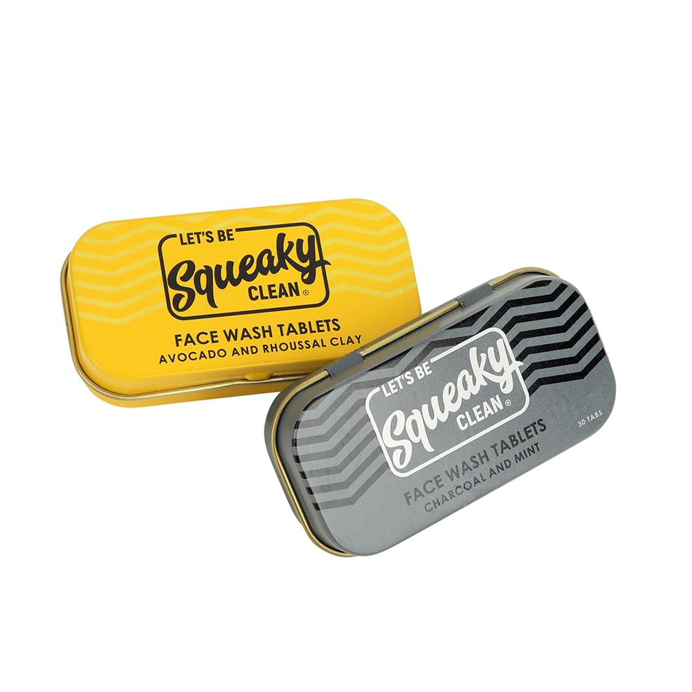 Gentle Face Wash Tablets for All Skin Types - 30 Round Mini Soaps per Tin | Deep Cleansing & Moisturizing Formula with Avocado & Charcoal | Pack of 2 | Perfect for Travel, Gym & Daily Skincare Routine