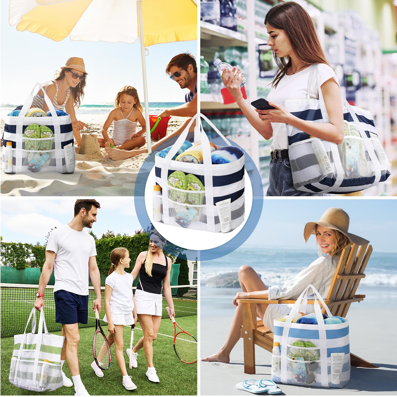 **Waterproof Beach Tote Bag for Women - Large Sandproof Mesh Pool Bag, Stylish Vacation Tote for Beach, Pool & Travel | Perfect for Swimming, Sunbathing & Summer Outings**