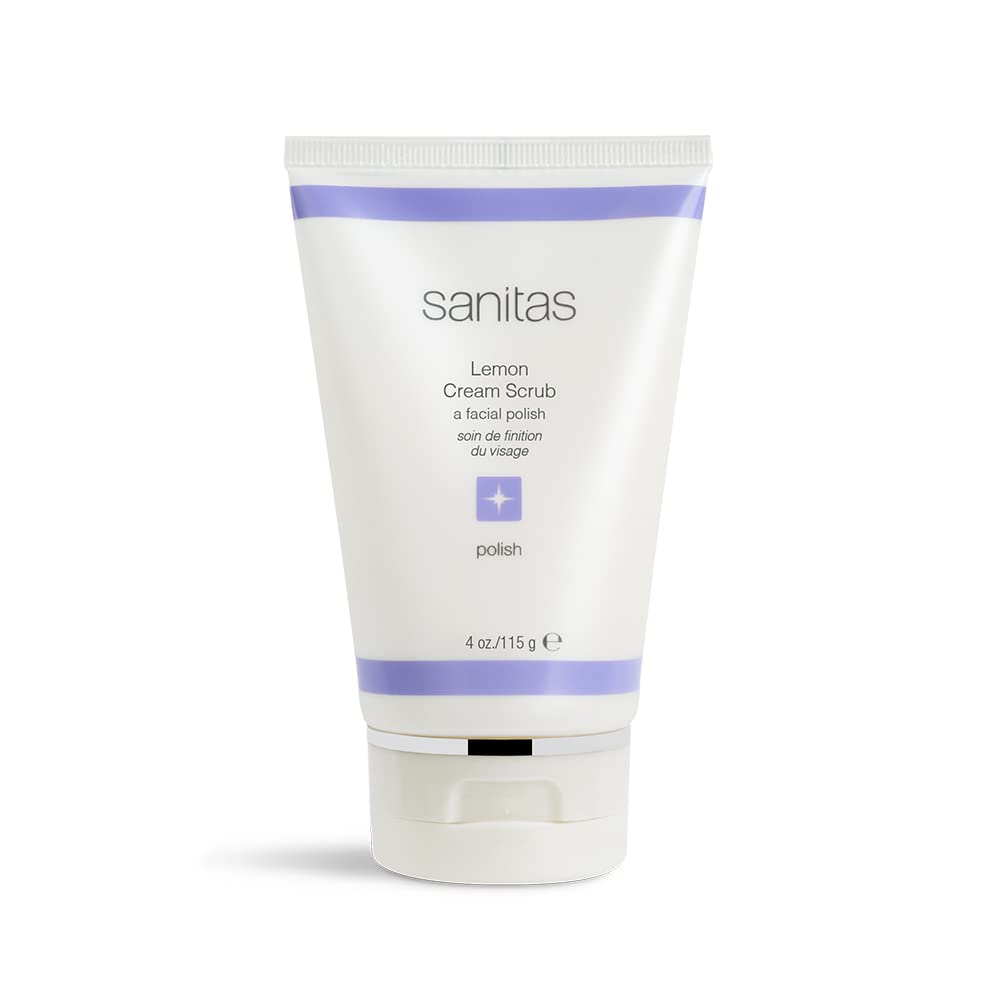 Sanitas Skincare Lemon Cream Scrub - Dual Action Exfoliating Face Scrub with Vitamin C for Glowing Skin, 4 oz | Gentle Facial Cleanser for Daily Use & Acne Treatment