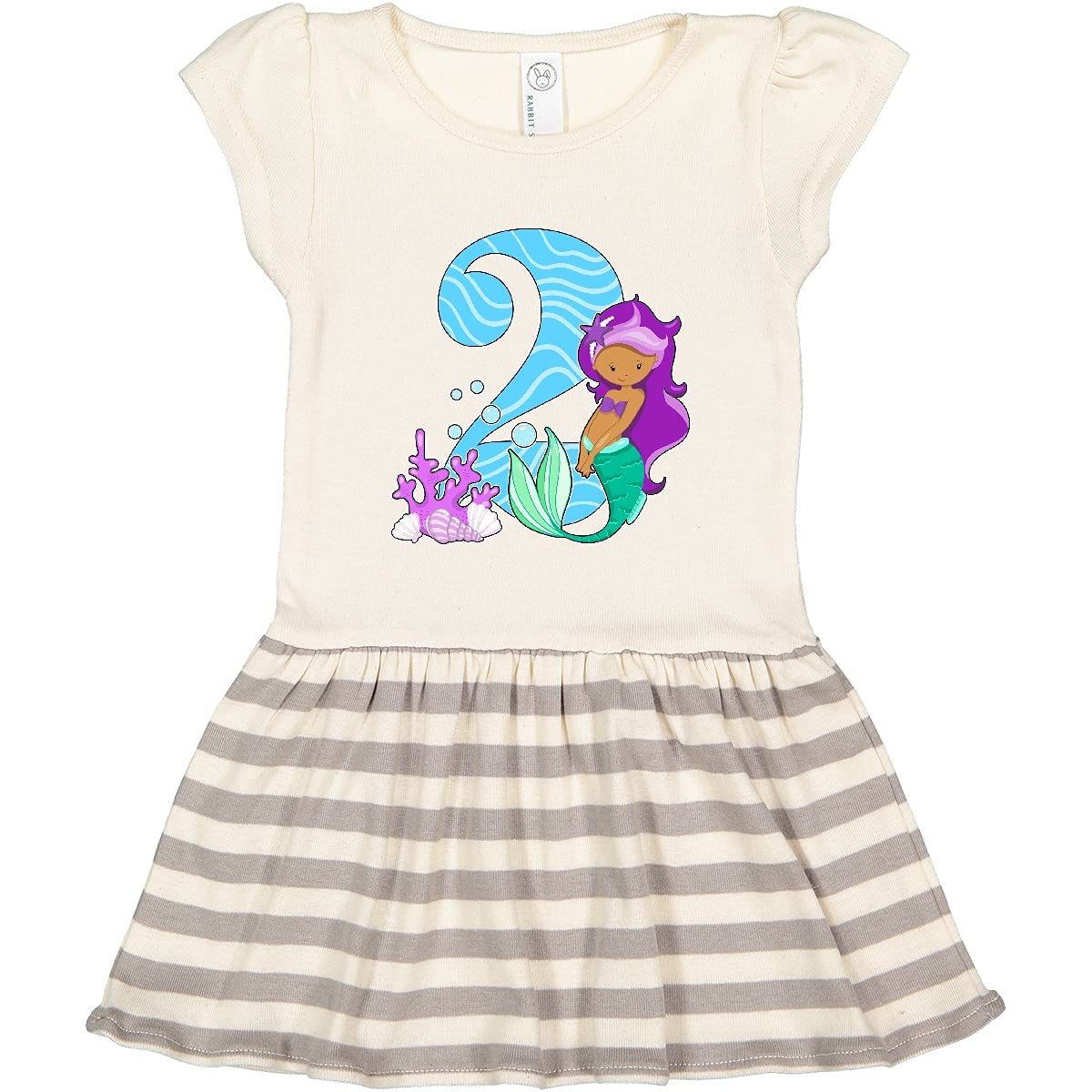 Inktastic Second Birthday Mermaid Toddler Dress - Cute 2 Year Old Girl's Outfit for Birthday Party, Photo Shoot & Special Occasions