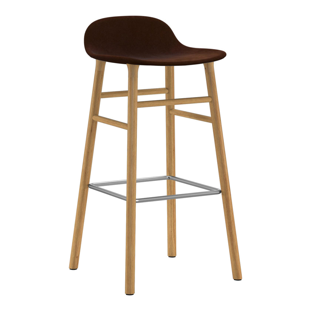Modern Form Bar Stool with Wooden Legs & Upholstered Seat - Perfect for Kitchen Islands, Home Bars & Dining Counter Height Tables