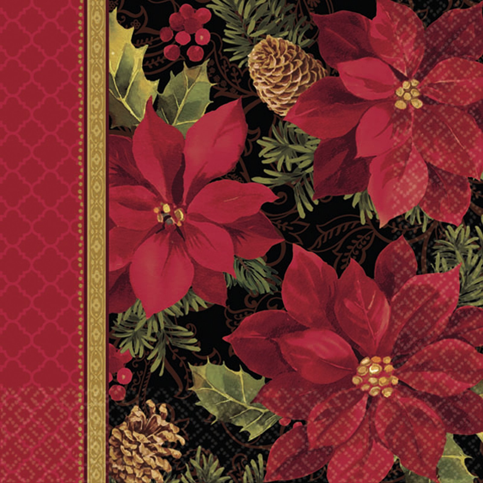 Festive Holiday Beverage Napkins - 16 Pack Christmas Party Dinner Paper Napkins for Coffee, Tea & Cocktail Parties