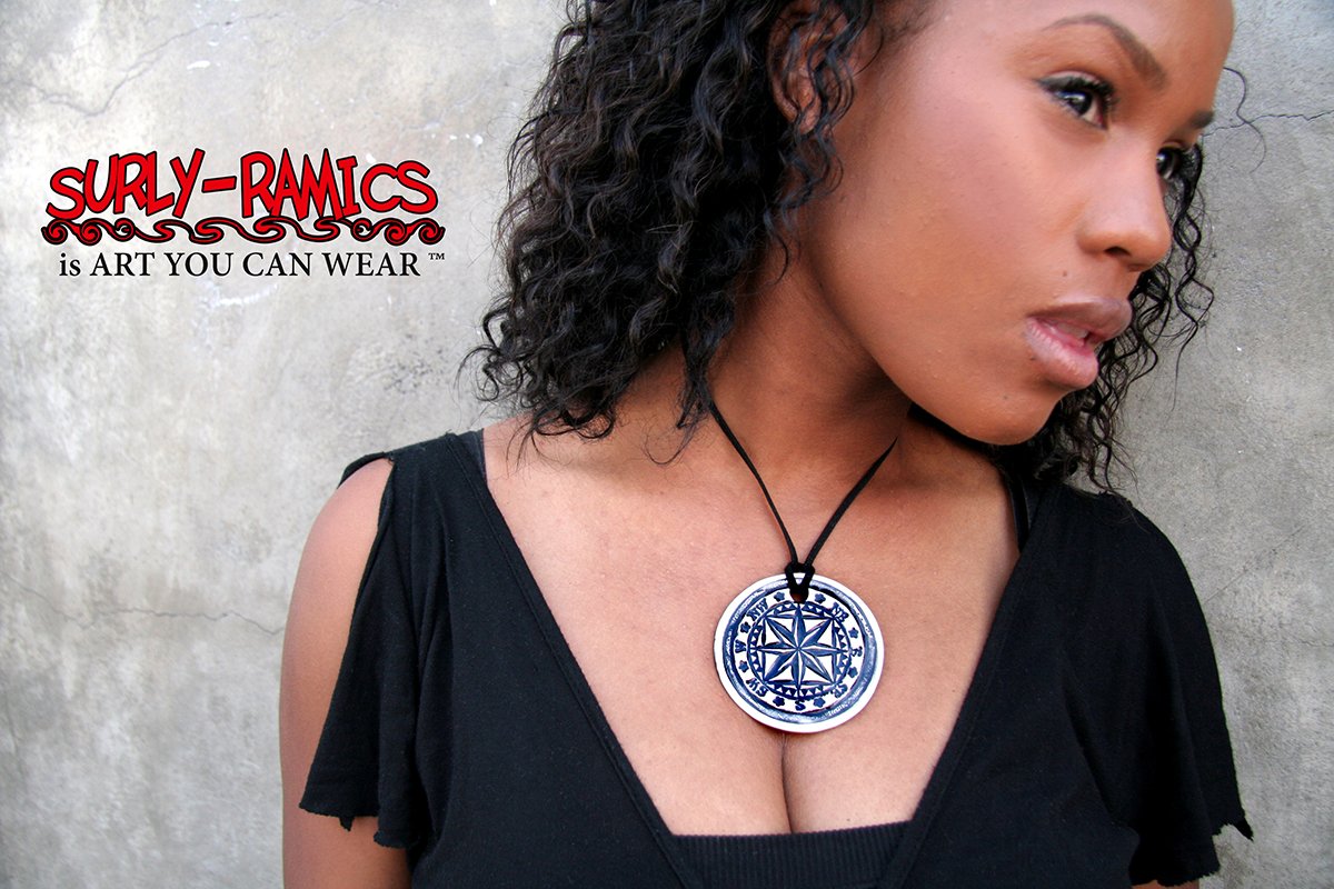 Rocket in Space Ceramic Necklace - Unique Handmade Jewelry for Women & Girls - Perfect for Gifts, Cosplay, and Astronomy Lovers