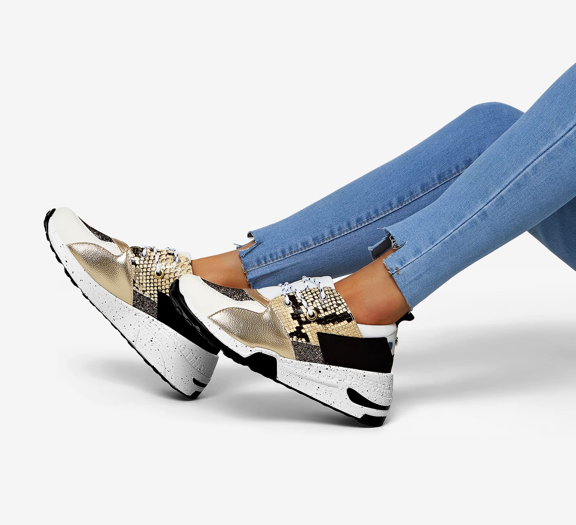 LUCKY STEP Women's High Heel Wedge Sneakers - Retro Platform Casual Shoes with Lace Up Design for Fashion & Comfort | Perfect for Office, Dating, and Night Out