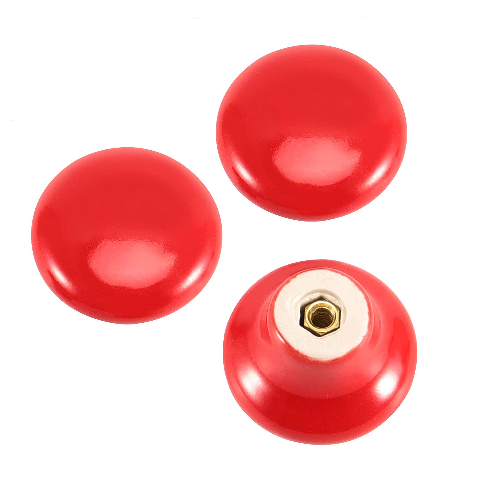 20 Pack Red Ceramic Cabinet Knobs - Vintage Round Drawer Pulls for Kitchen & Bathroom