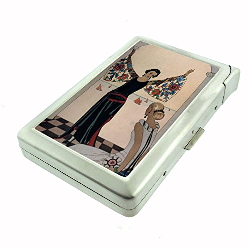 Vintage Art Deco Metal Cigarette Case with Built-in Lighter | Compact & Stylish Smoking Accessory for Travel, Parties & Everyday Use