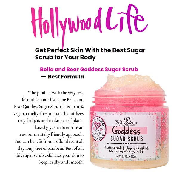 Bella & Bear Goddess Sugar Scrub - 3-in-1 Exfoliating Body Scrub, Moisturizer & Body Wash | Vegan, Cruelty-Free Skincare for Silky Smooth & Radiant Skin | Perfect for Spa Days, Self-Care Routines & Gift Giving