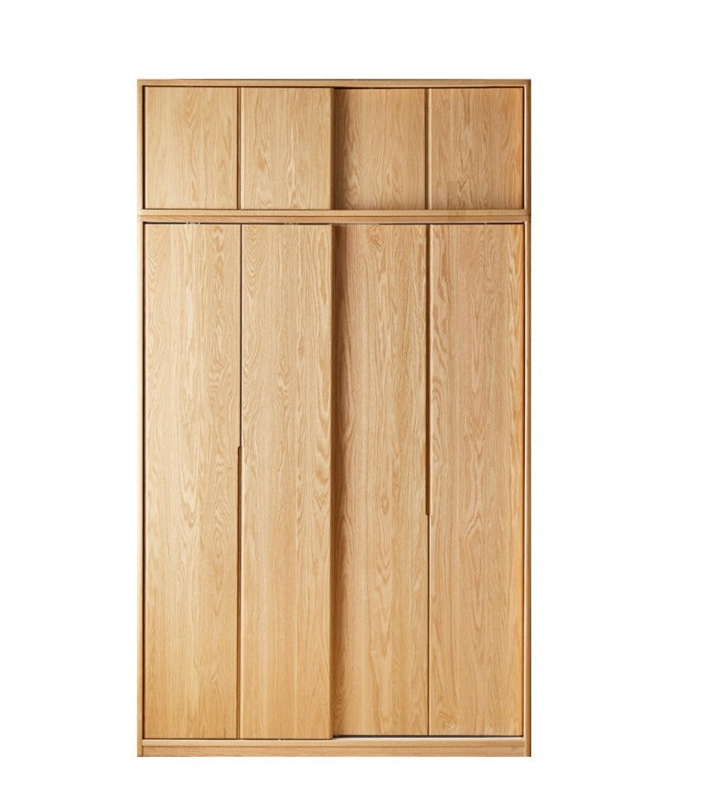 Solid Oak Wood Sliding Door Wardrobe - Durable & Stylish Closet Storage for Bedroom, Living Room, and Office Organization
