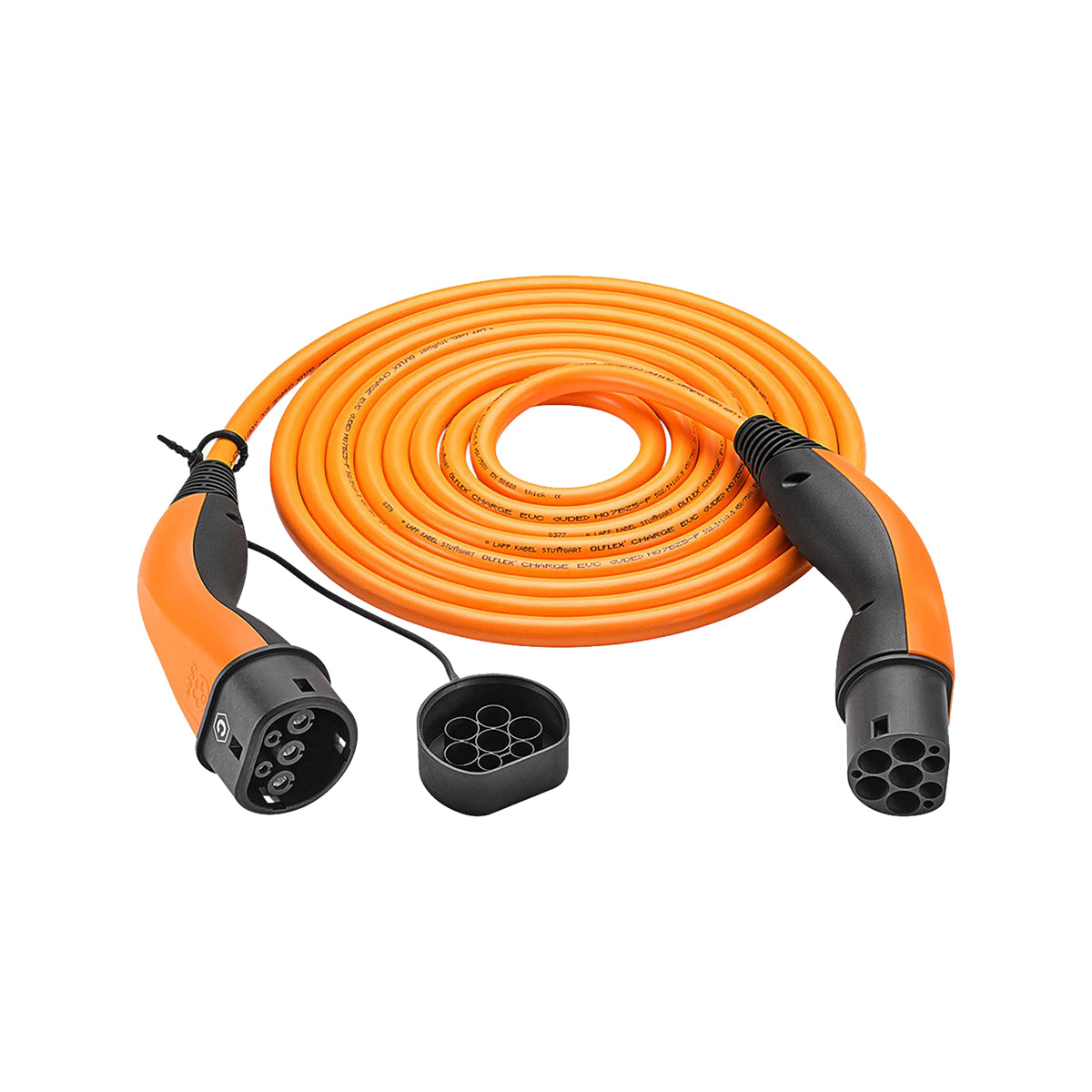 LAPP EV Helix Type 2 Charging Cable - 32A 7.4kW 5m for Electric & Hybrid Vehicles (Orange) | Perfect for Home & Public Charging Stations