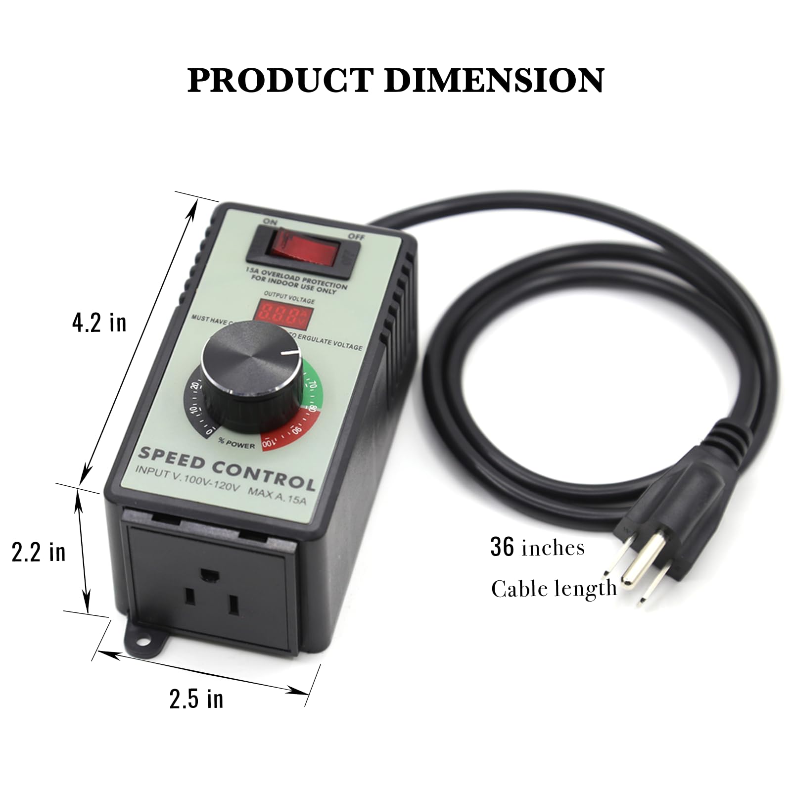 4000W 120V 15A AC Motor Speed Controller - Variable Fan Speed Regulator with Overload Protection Switch | Perfect for Industrial Equipment, HVAC Systems & Electric Motor Control