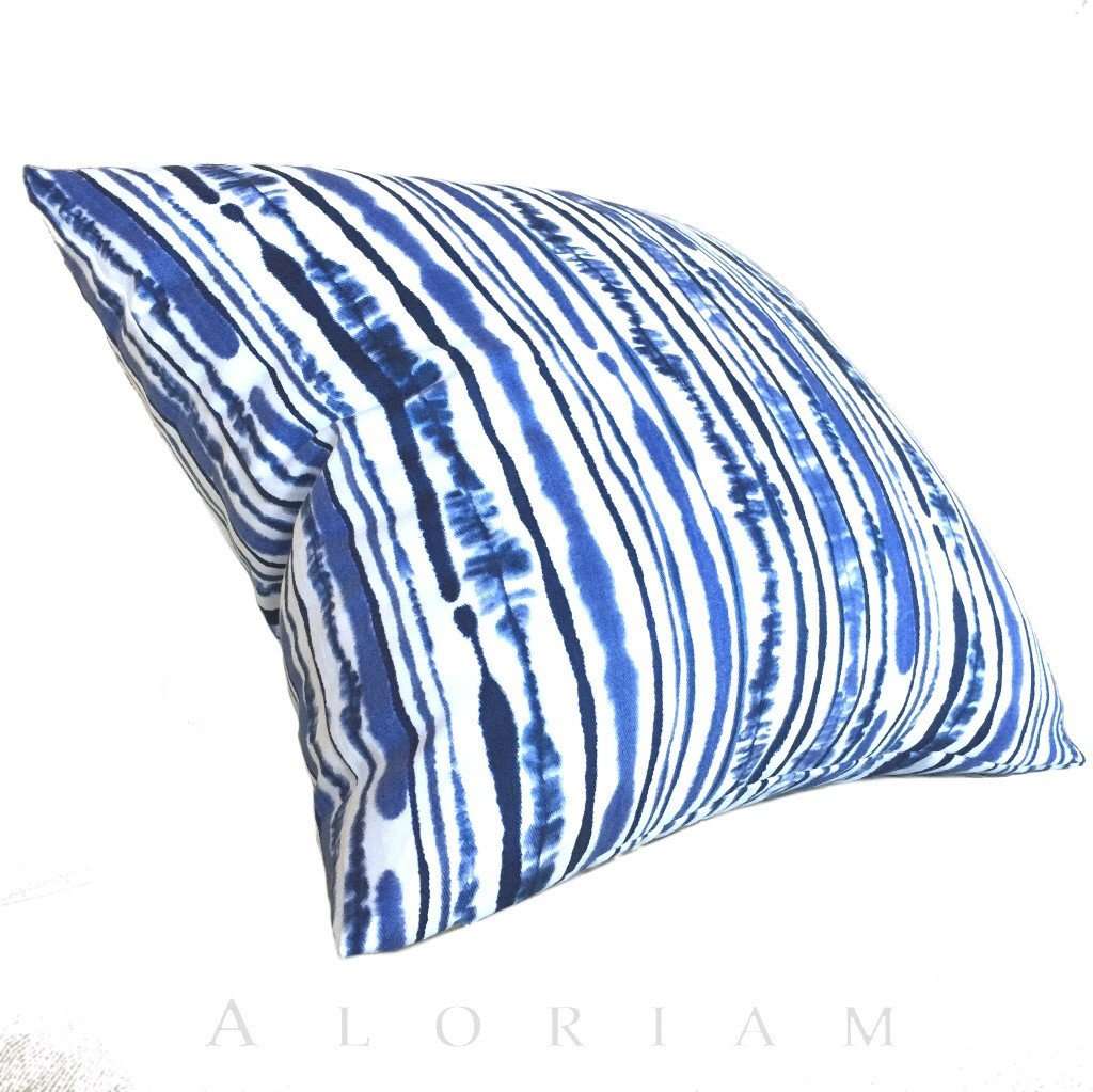 Blue and White Striped Cotton Pillow Cover - Modern Abstract Lines Design for Suburban Home Decor | Perfect for Living Room, Bedroom & Sofa