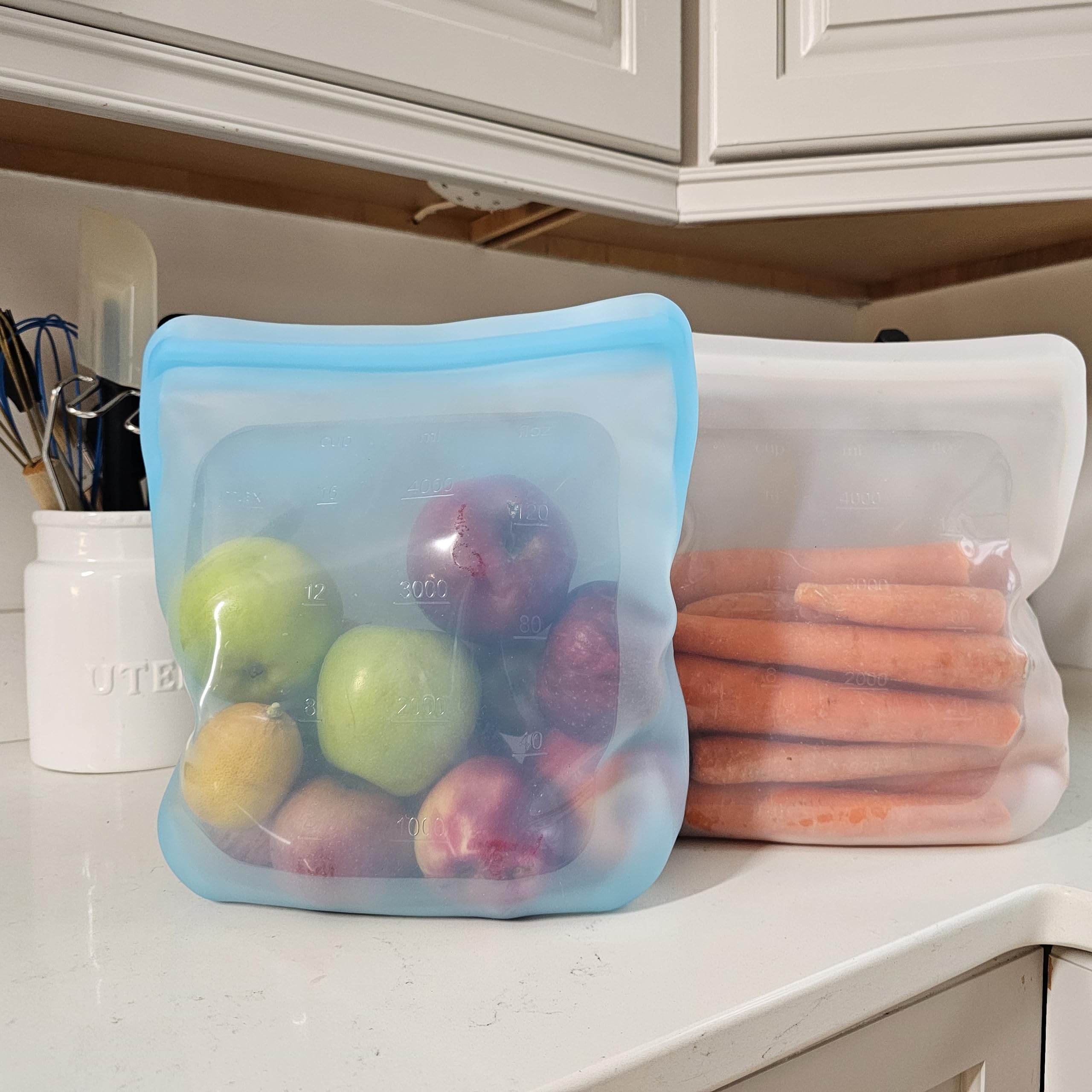 Reusable Silicone Sous Vide Bag - 1 Gallon (135oz) XXL Food Storage Bag | Freezer Safe, Zero Waste Kitchen Container | Perfect for Sous Vide Cooking, Meal Prep & Kitchen Organization | Great for Vacuum Sealing, Freezing & Storing Leftovers