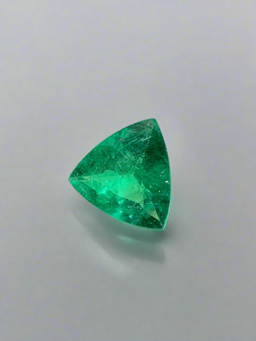 0.70 Carat 6.3x6.5mm Intense Bluish Green Natural Trillion Cut Emerald Gemstone - Perfect for Jewelry Making, Engagement Rings & Unique Gifts