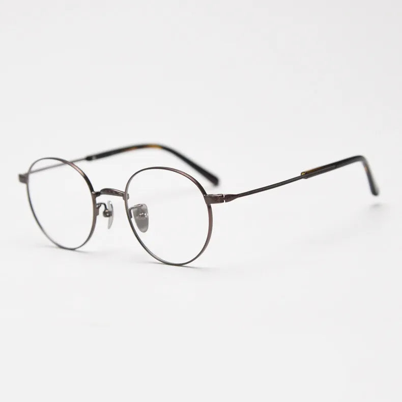 CCspace Unisex Full Rim Round Titanium Eyeglasses Frame - Lightweight Durable Glasses for Men & Women - Perfect for Reading, Driving & Daily Wear (Model 300779)