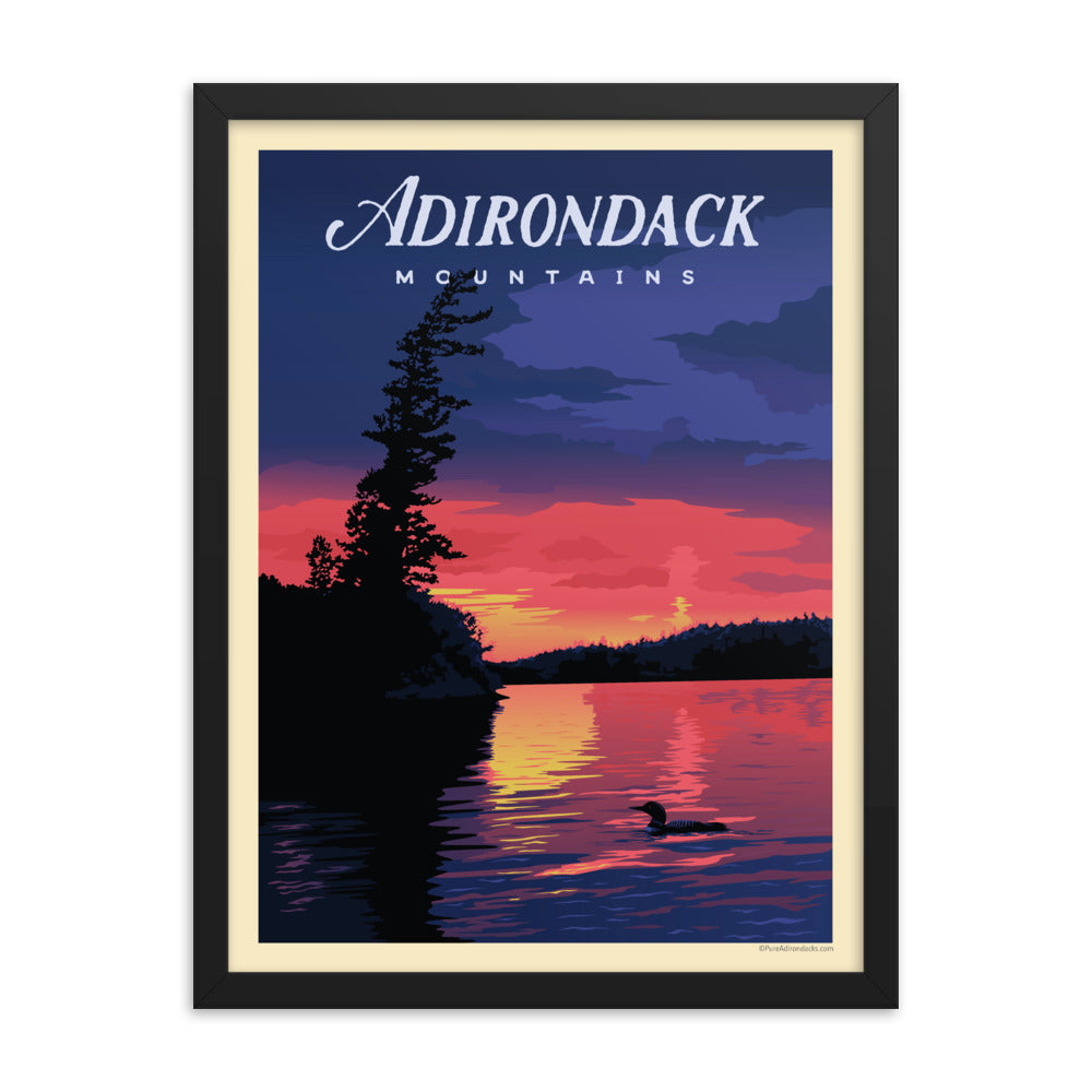 Common Loon at Sunset Wall Art Poster - Nature Wildlife Decor for Living Room, Bedroom & Office - Premium Canvas Print for Home & Office Decor