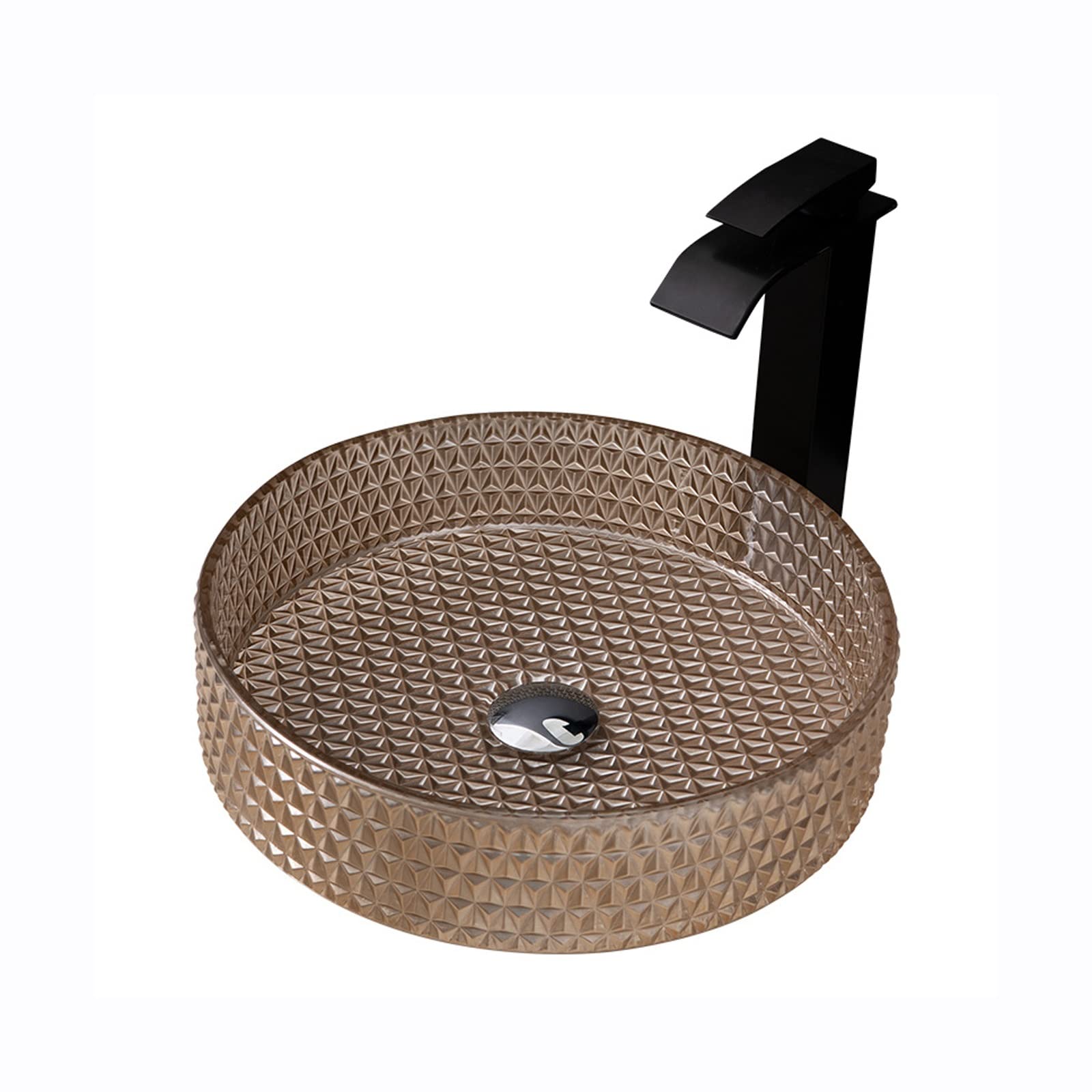 TONPOP Modern Round Tempered Glass Vessel Sink - Artistic Bathroom Vanity Sink Bowl for Vanity Cabinet & Bidet - Perfect for Contemporary Home, Hotel, and Spa Bathroom Renovations