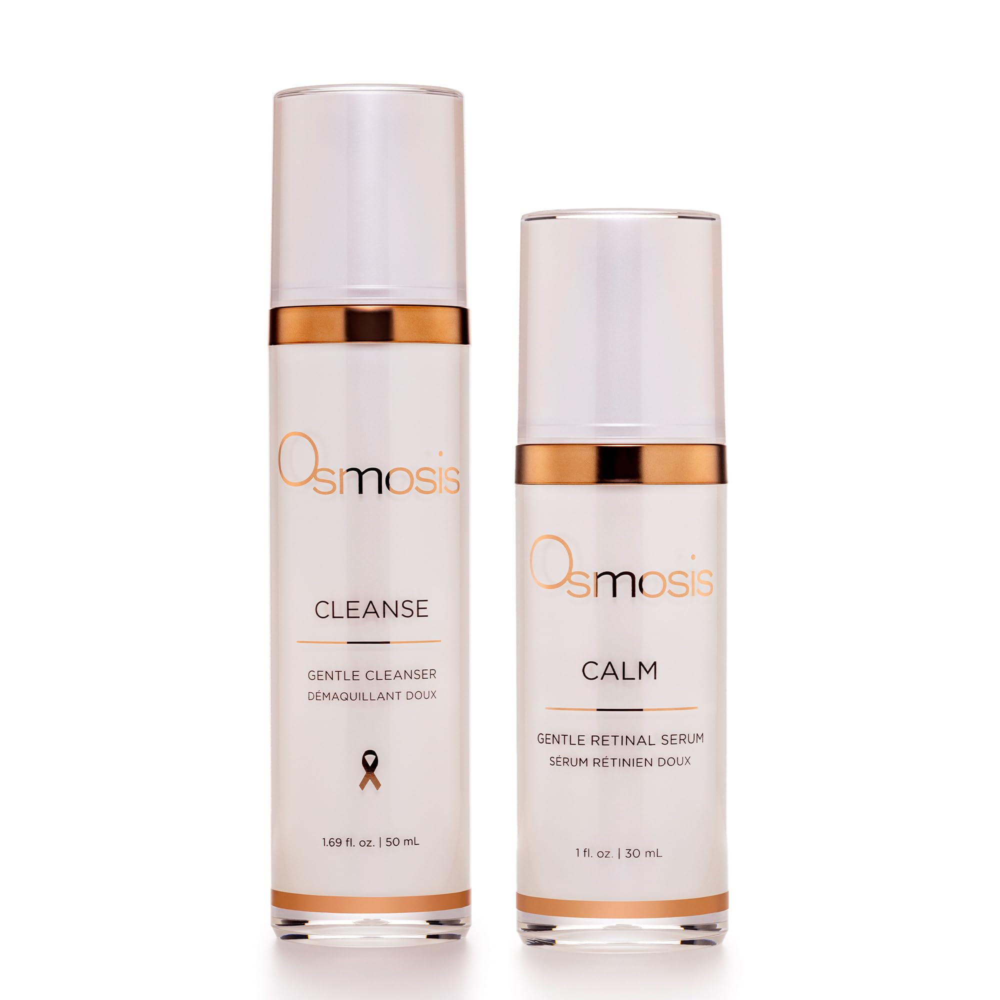 OSMOSIS Gentle Facial Cleanser & Serum Kit - Coconut Oil Face Wash (1.69oz) + Retinal Facial Serum with Vitamin A (1oz) | Daily Skincare Routine for Sensitive Skin, Anti-Aging & Hydration