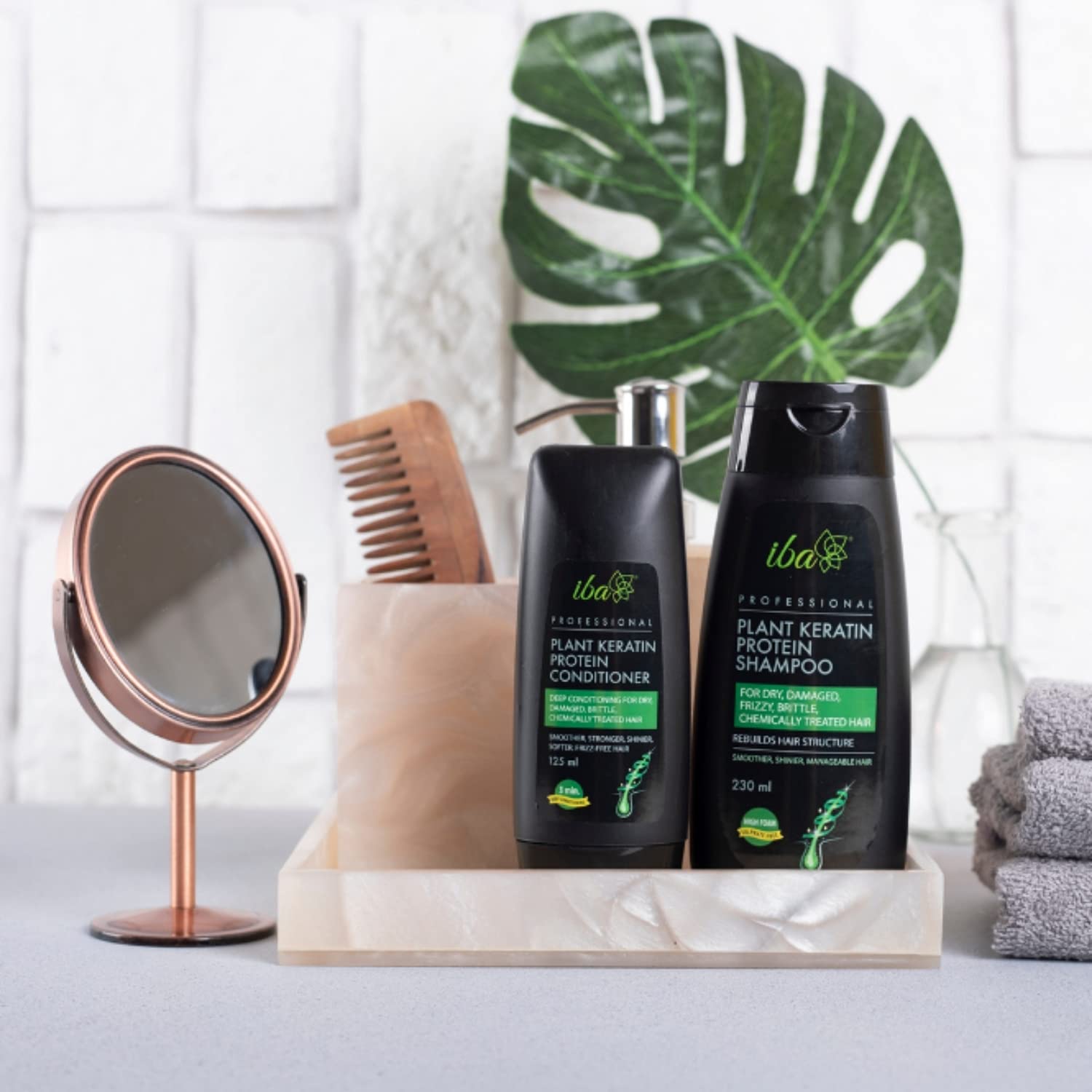 Iba Plant Keratin Shampoo & Conditioner Set - Sulfate-Free, Paraben-Free, High Foaming Formula for Dry, Frizzy, Damaged Hair | Deep Hydration & Repair for Smooth, Shiny Hair at Home or Salon