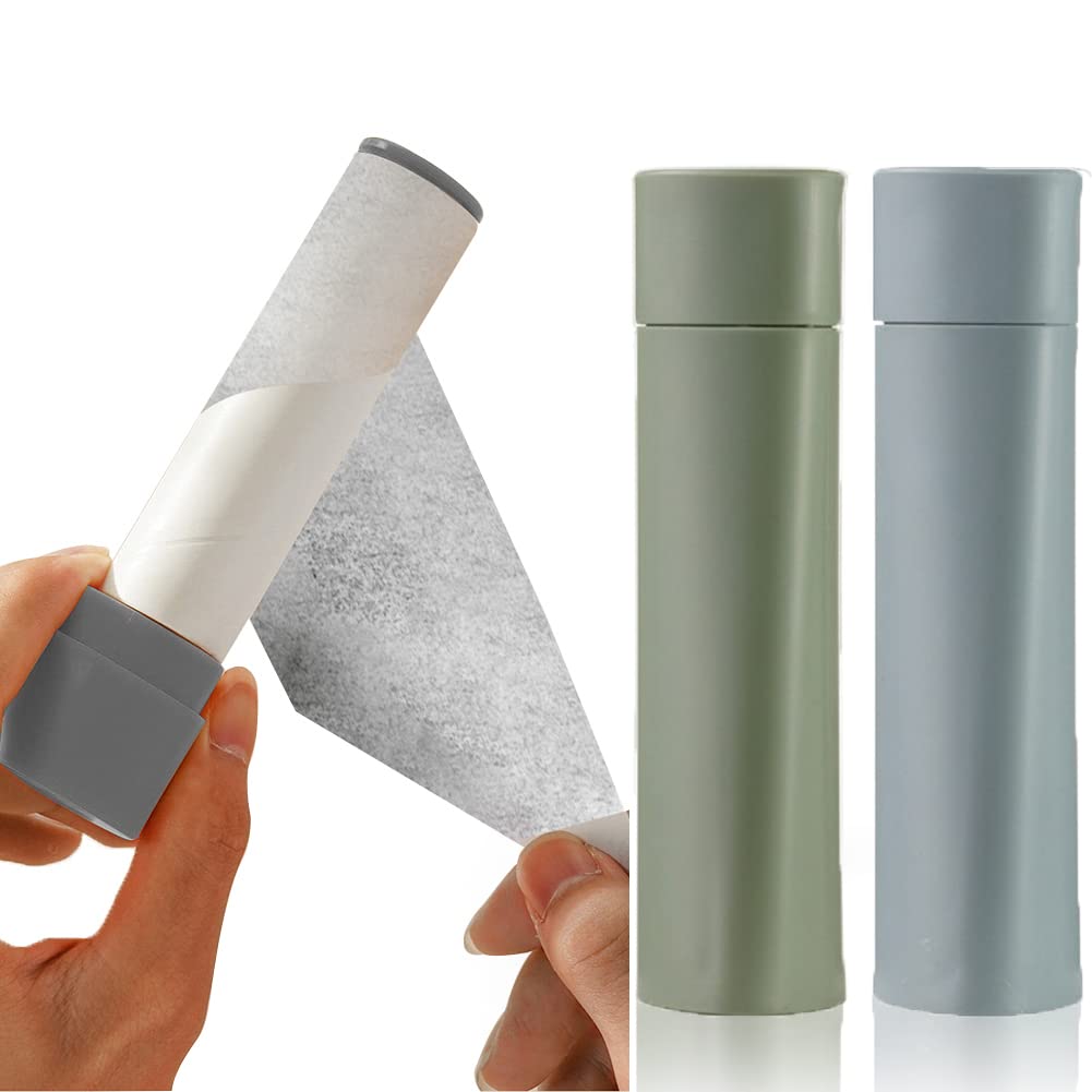 Mini Lint Roller for Clothes - 2 Pack with 80 Extra Sticky Sheets | Portable Pet Hair Remover for Travel, Home & Office Use